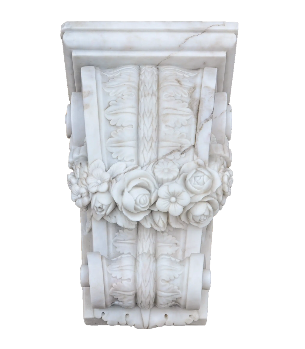 Hand-Carved Statuary Marble Corbel - Elegant Architectural Support Brackets for Luxury Home Design