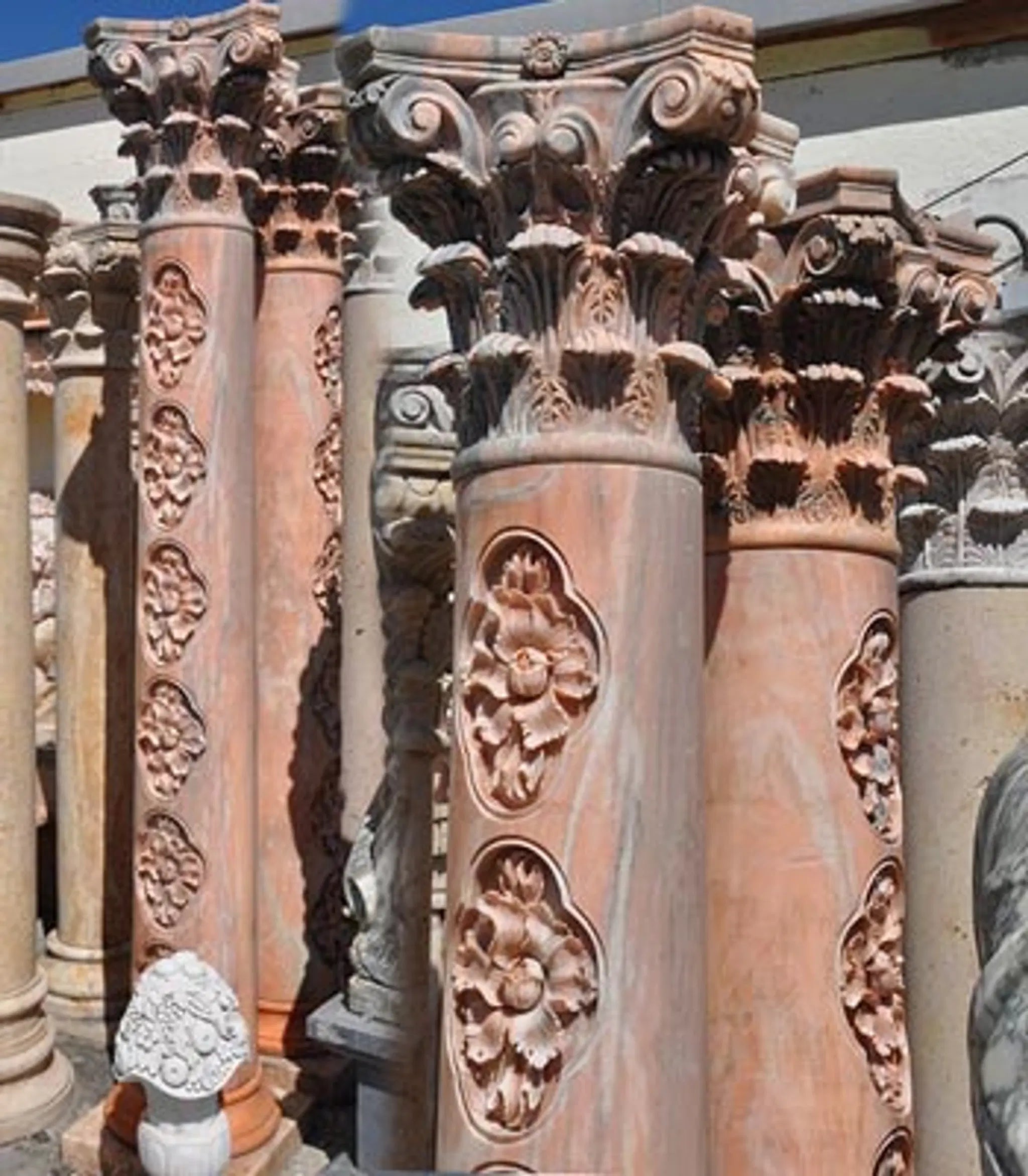 Ornate Decor Marble Column Pair
