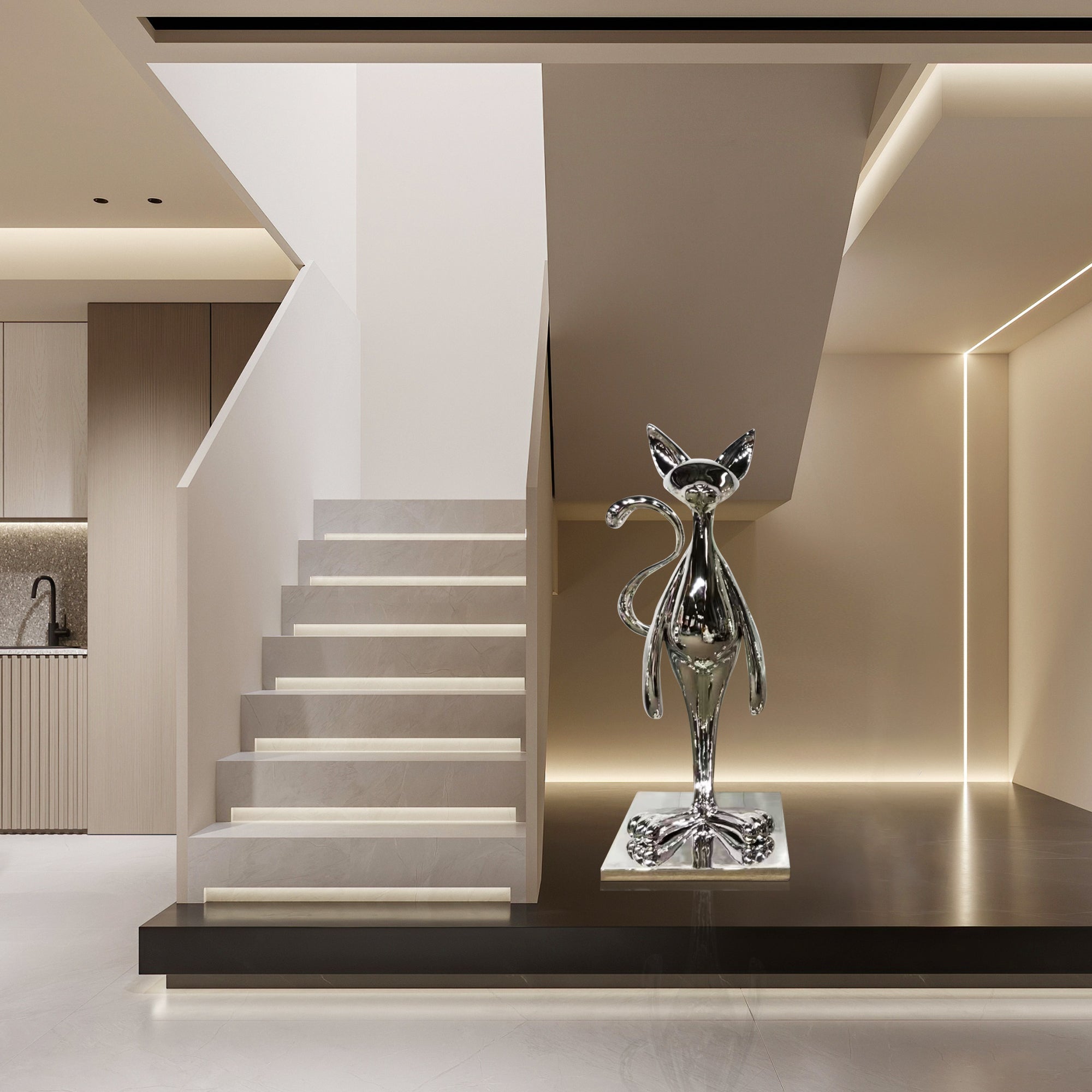 PREMIER Cat Sculpture Stainless Steel Home Decor Abstract Contemporary Sculpture PSSS-008