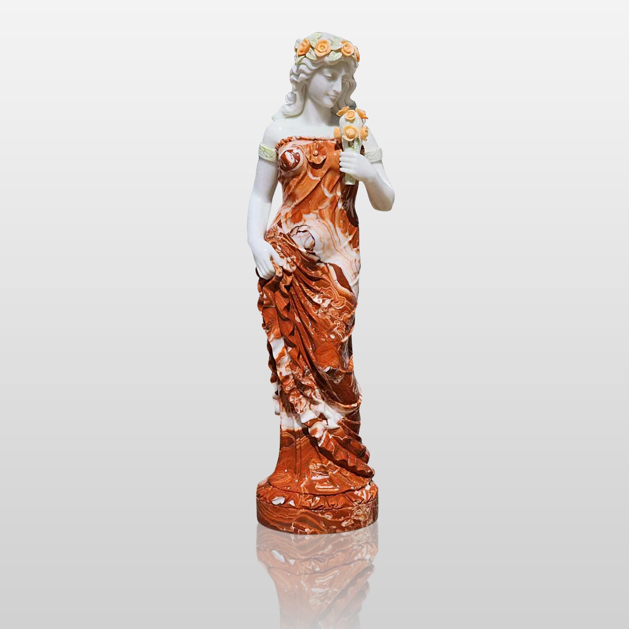 PREMIER Custom Marble Sculpture Lady with Flower Statue PSM-010