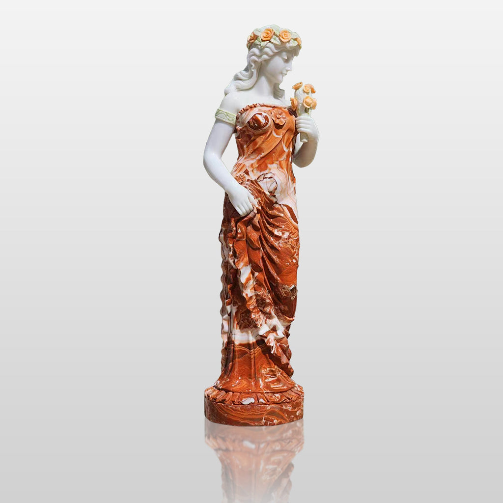 PREMIER Custom Marble Sculpture Lady with Flower Statue PSM-010