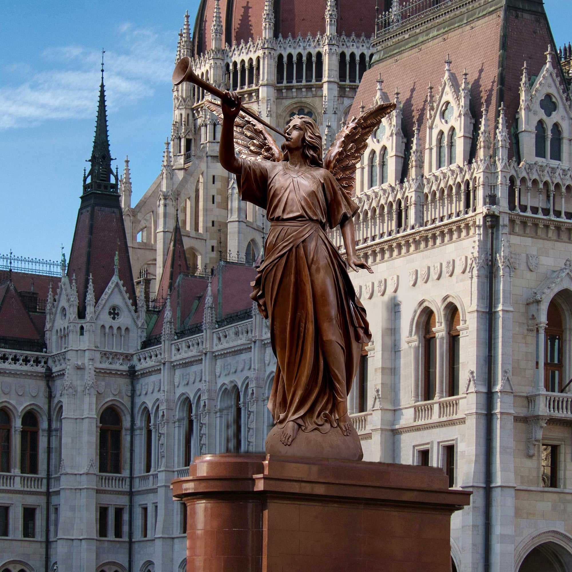 PREMIER Custom Vintage Angel with Horn Fiberglass Greek Sculpture PSF-018