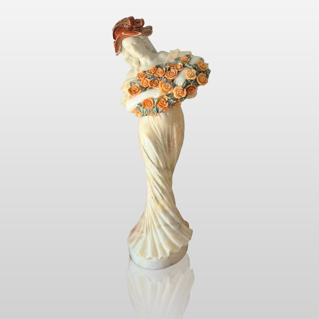 PREMIER Customize Color Marble Flower Lady Statue Hand Carving Sculpture PSM-020