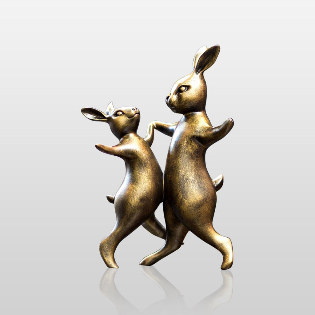 PREMIER Dancing Rabbits Sculpture Bronze Custom Table Top Sculpture PSTTB-001