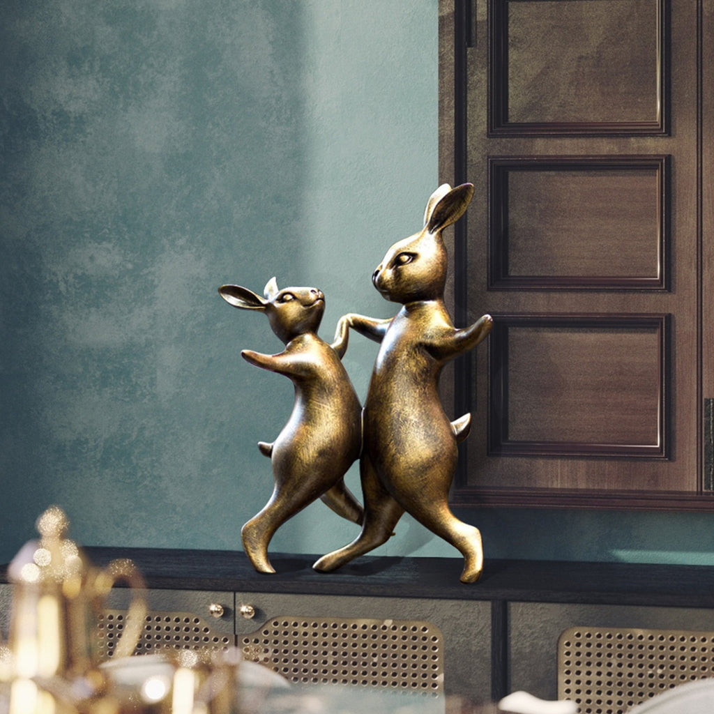 PREMIER Dancing Rabbits Sculpture Bronze Custom Table Top Sculpture PSTTB-001
