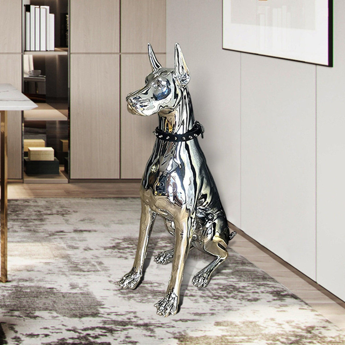 PREMIER Doberman Statue Modern Custom Stainless Steel Dog Sculpture PSSS-002