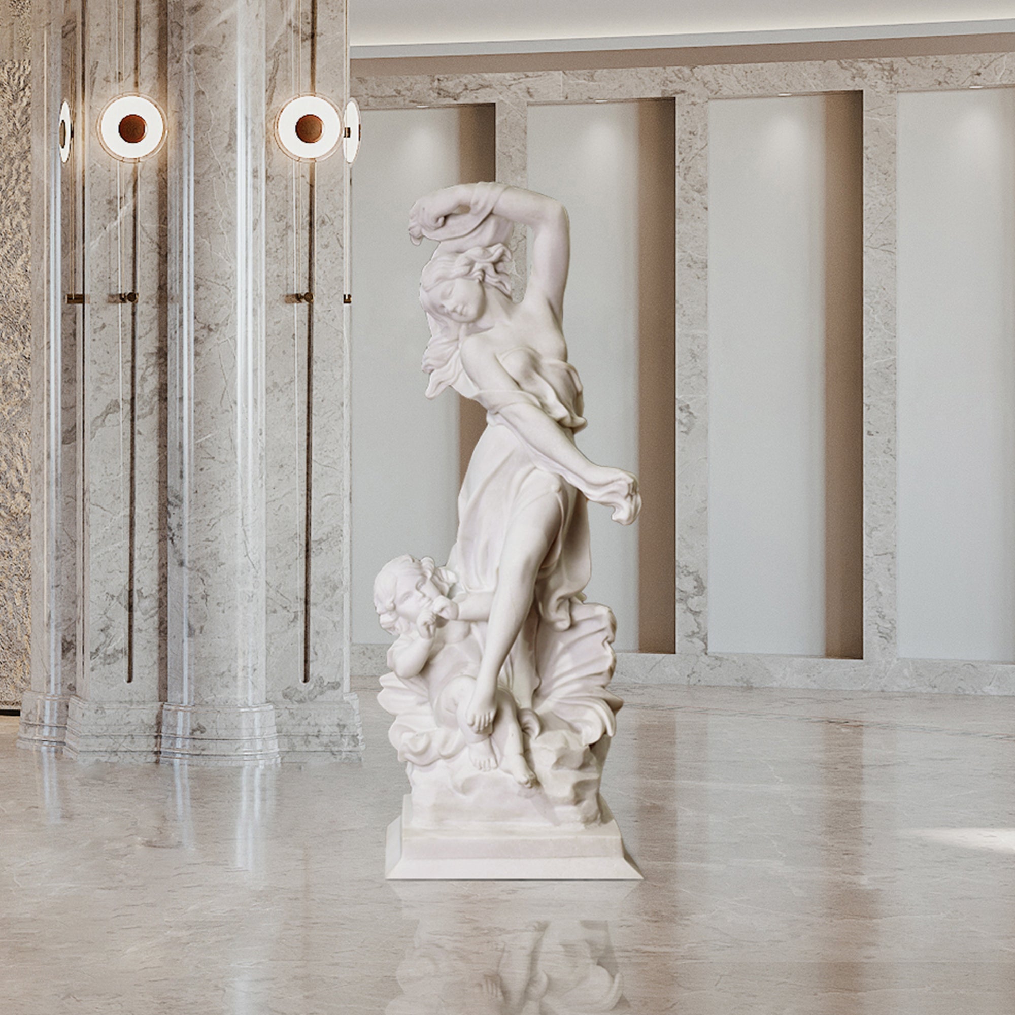 PREMIER Elegant Mother Statue Custom Marble Sculpture for Garden Decoration PSM-006