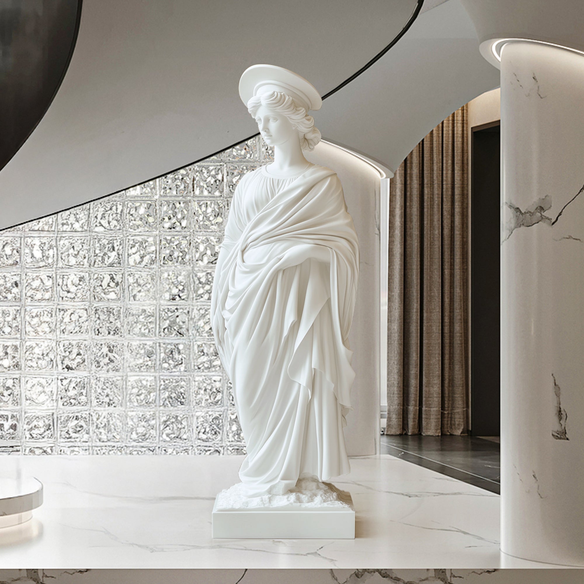 PREMIER Elegant Neoclassical Marble Statue Greco-Roman Sculpture for Luxury Interiors PSM-032