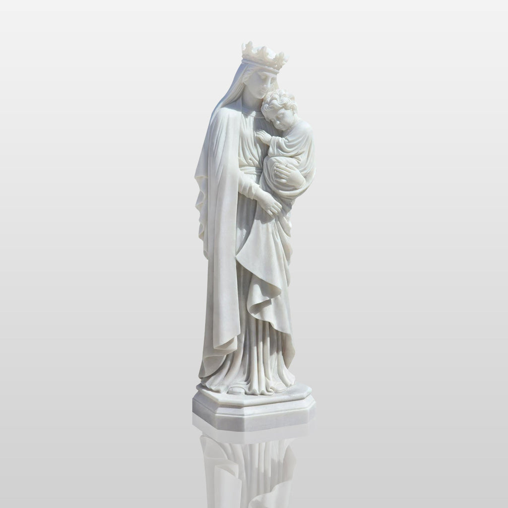 PREMIER Exquisite Marble Statue of Virgin Mary with Jesus Handcrafted Religious Art Sculpture PSM-038