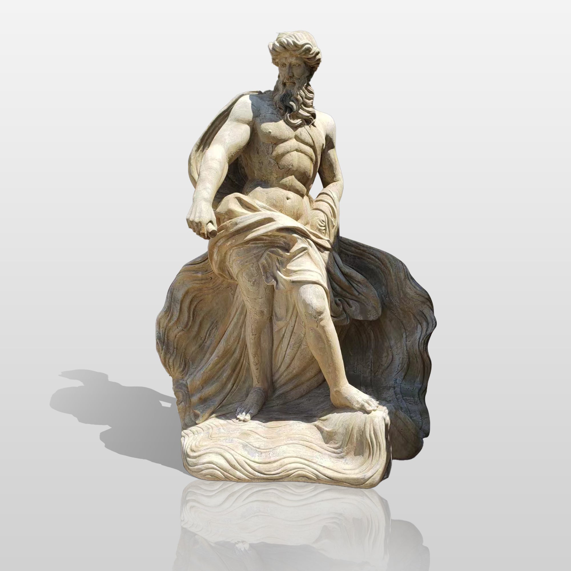 PREMIER Famous Greek Marble Custom Statue Garden Neptune Poseidon Sculpture PSM-014