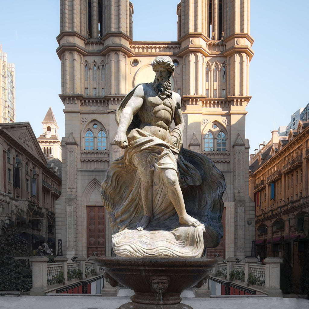 PREMIER Famous Greek Marble Custom Statue Garden Neptune Poseidon Sculpture PSM-014