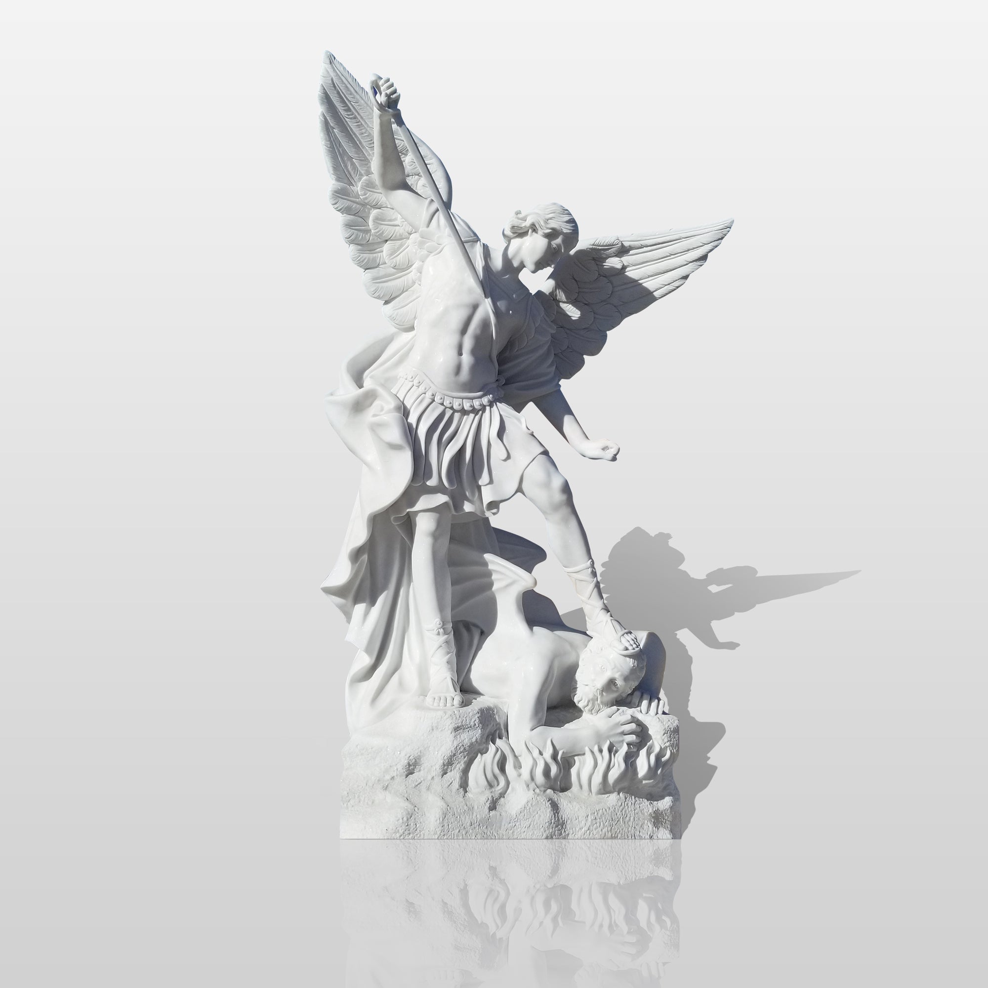 PREMIER Famous White Marble Saint Michael Outdoor Custom Statue PSM-013