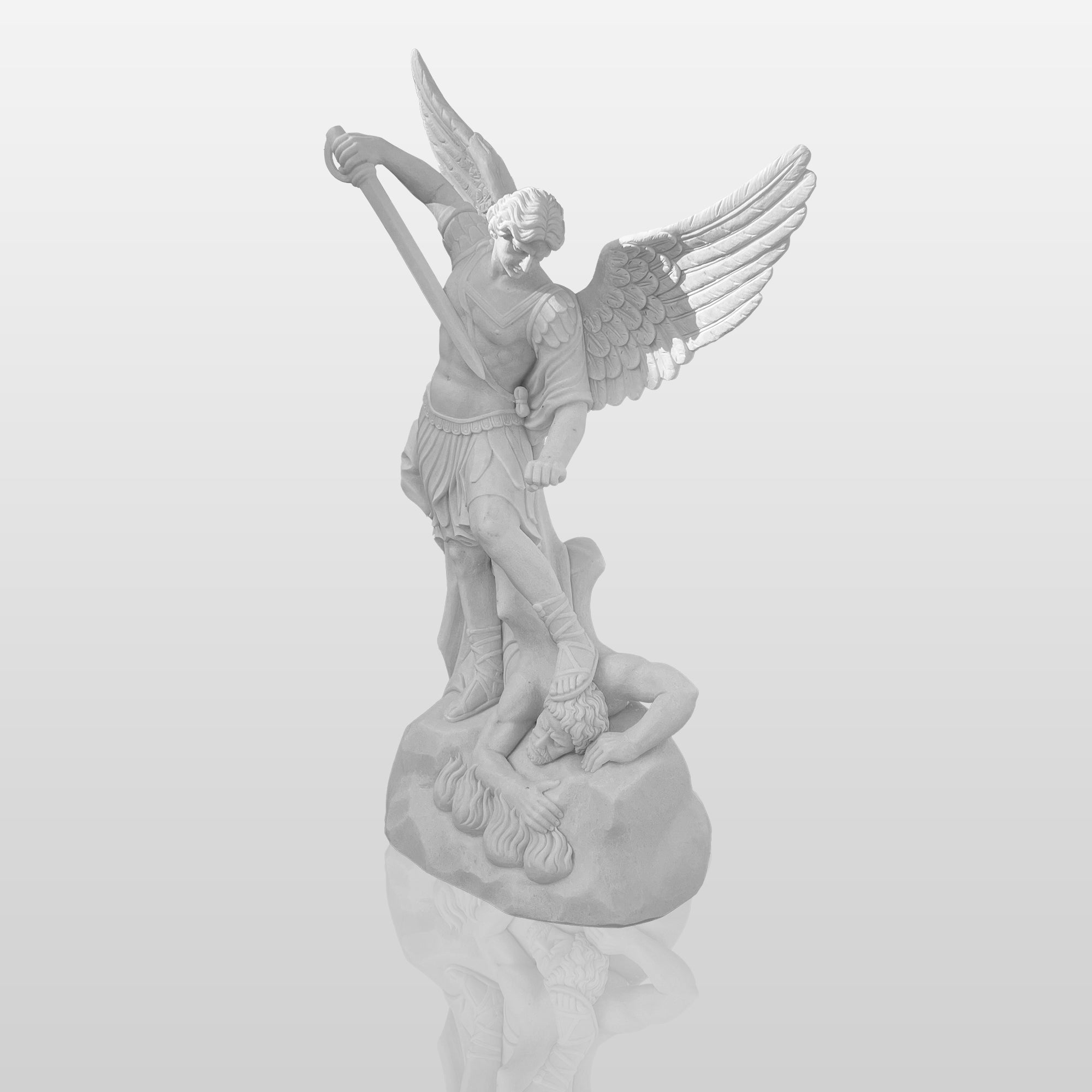 PREMIER Famous White Marble Saint Michael Outdoor Custom Statue PSM-013