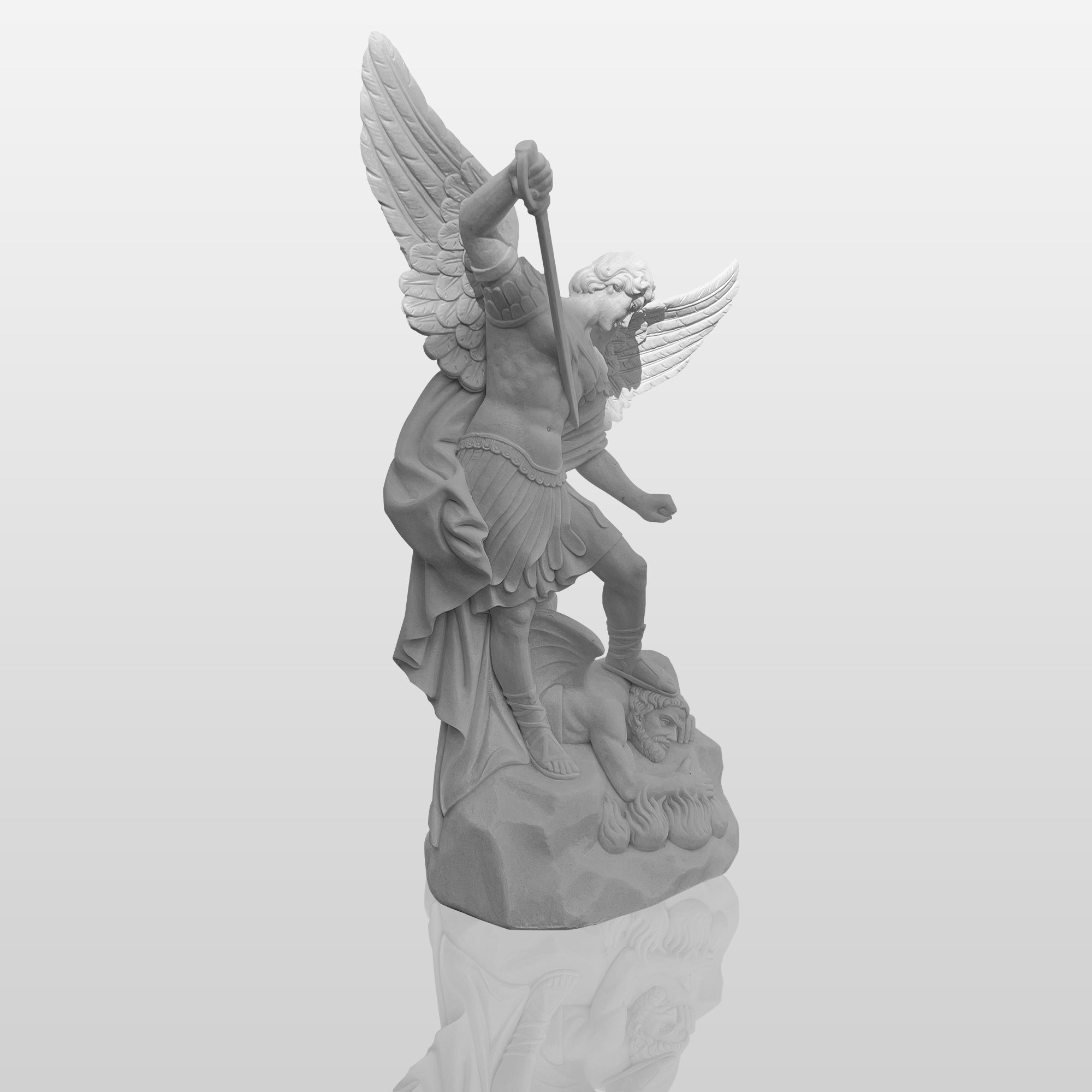 PREMIER Famous White Marble Saint Michael Outdoor Custom Statue PSM-013