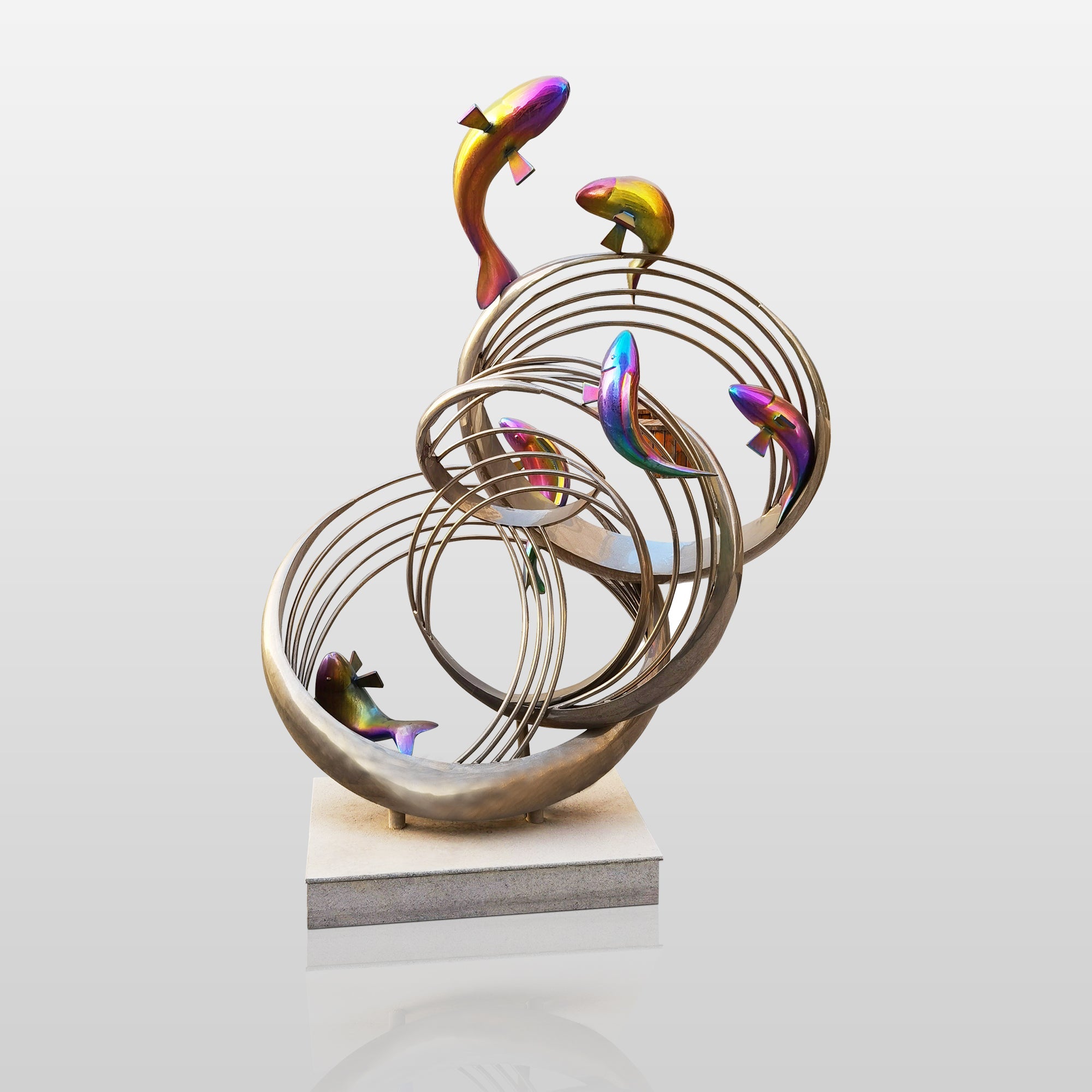 PREMIER Fish Sculpture Outdoor Stainless Steel Modern Contemporary Sculpture PSSS-015