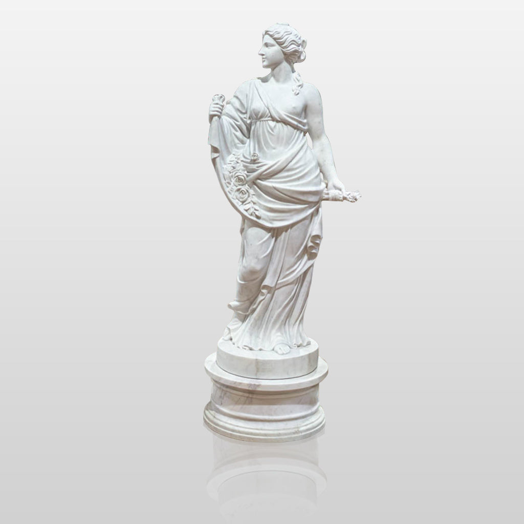 PREMIER Floor Figure Custom Statue Rose Beauties White Marble Stone Sculpture PSM-003