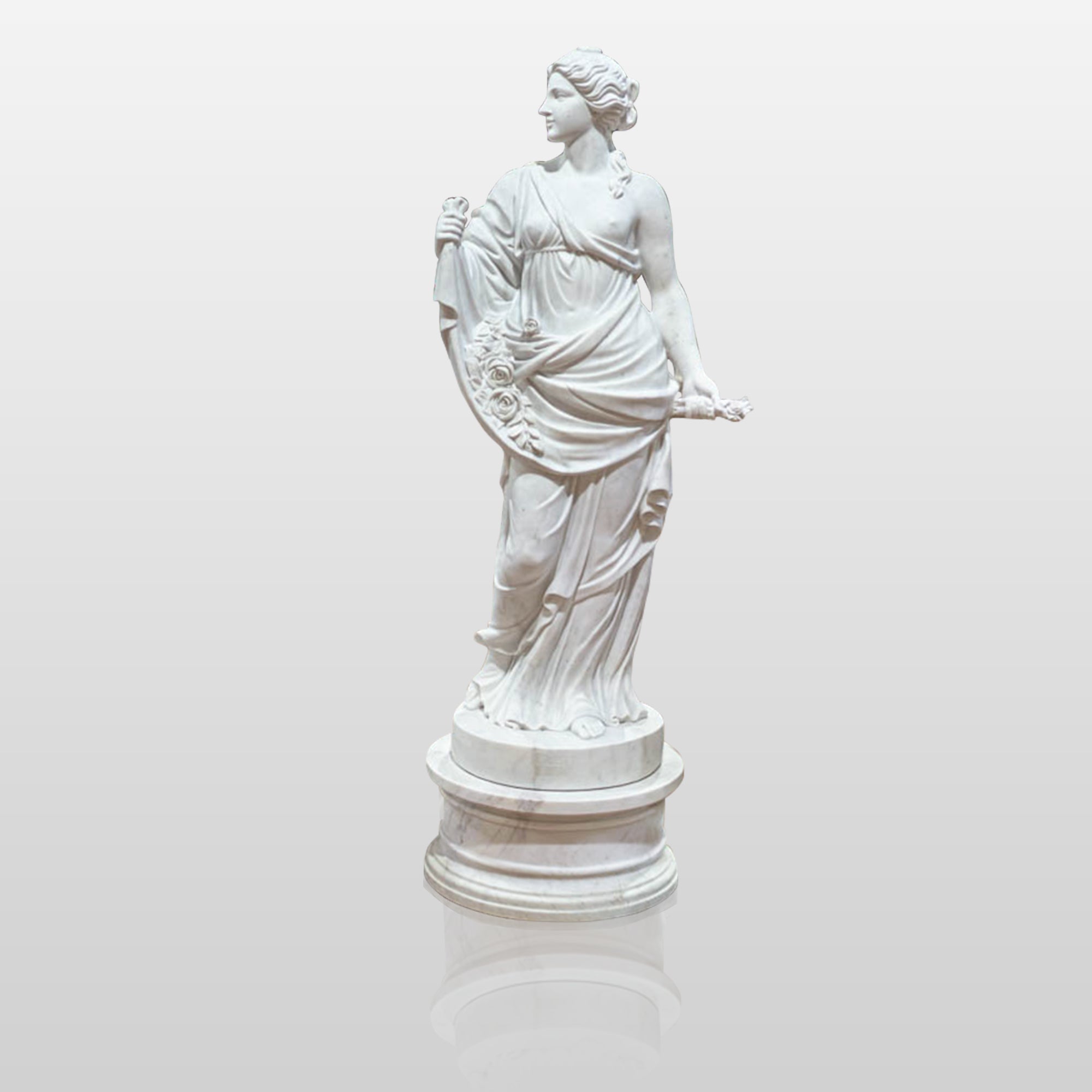PREMIER Floor Figure Custom Statue Rose Beauties White Marble Stone Sculpture PSM-003