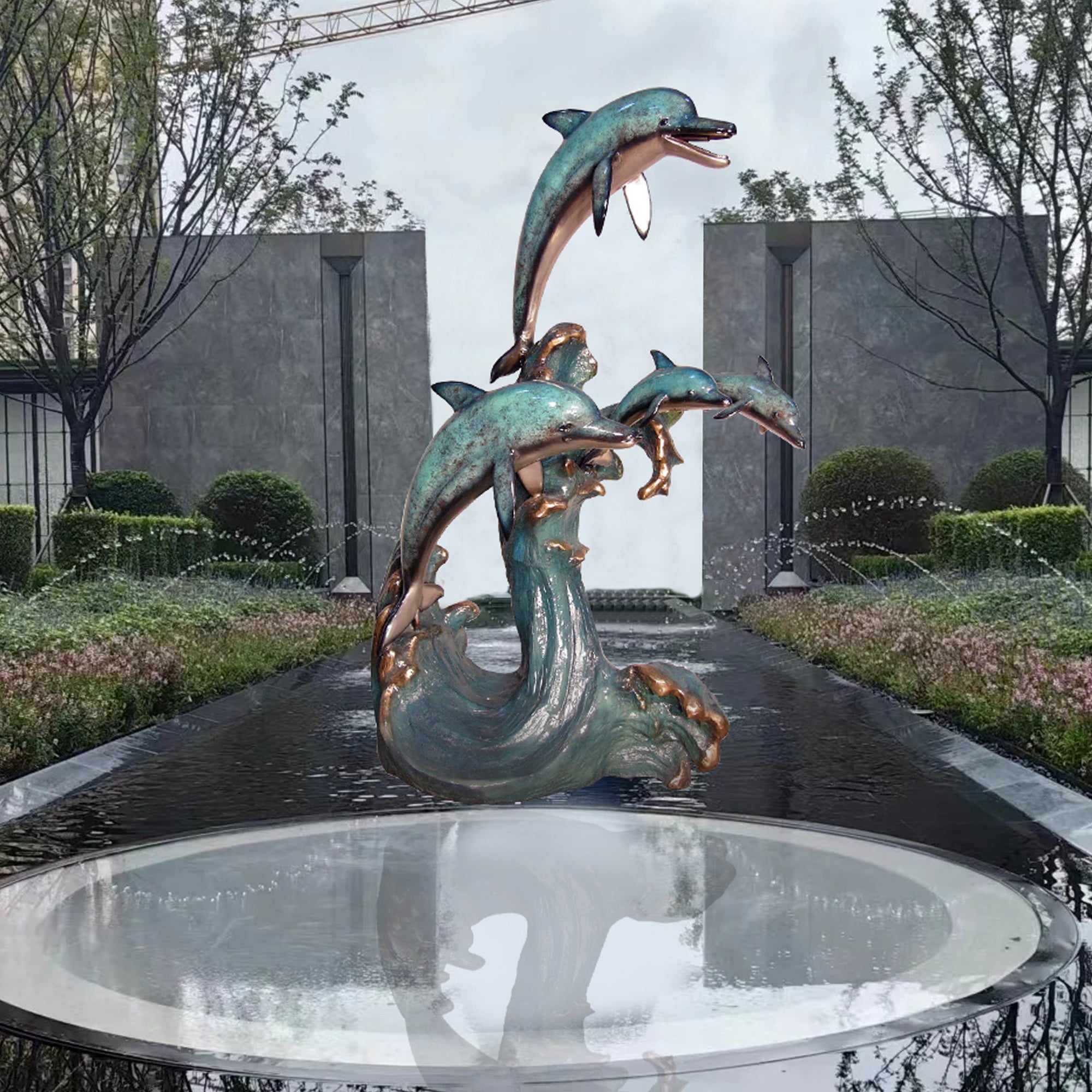 PREMIER Garden Bronze Dolphin Custom Bronze Sculpture PSB-002