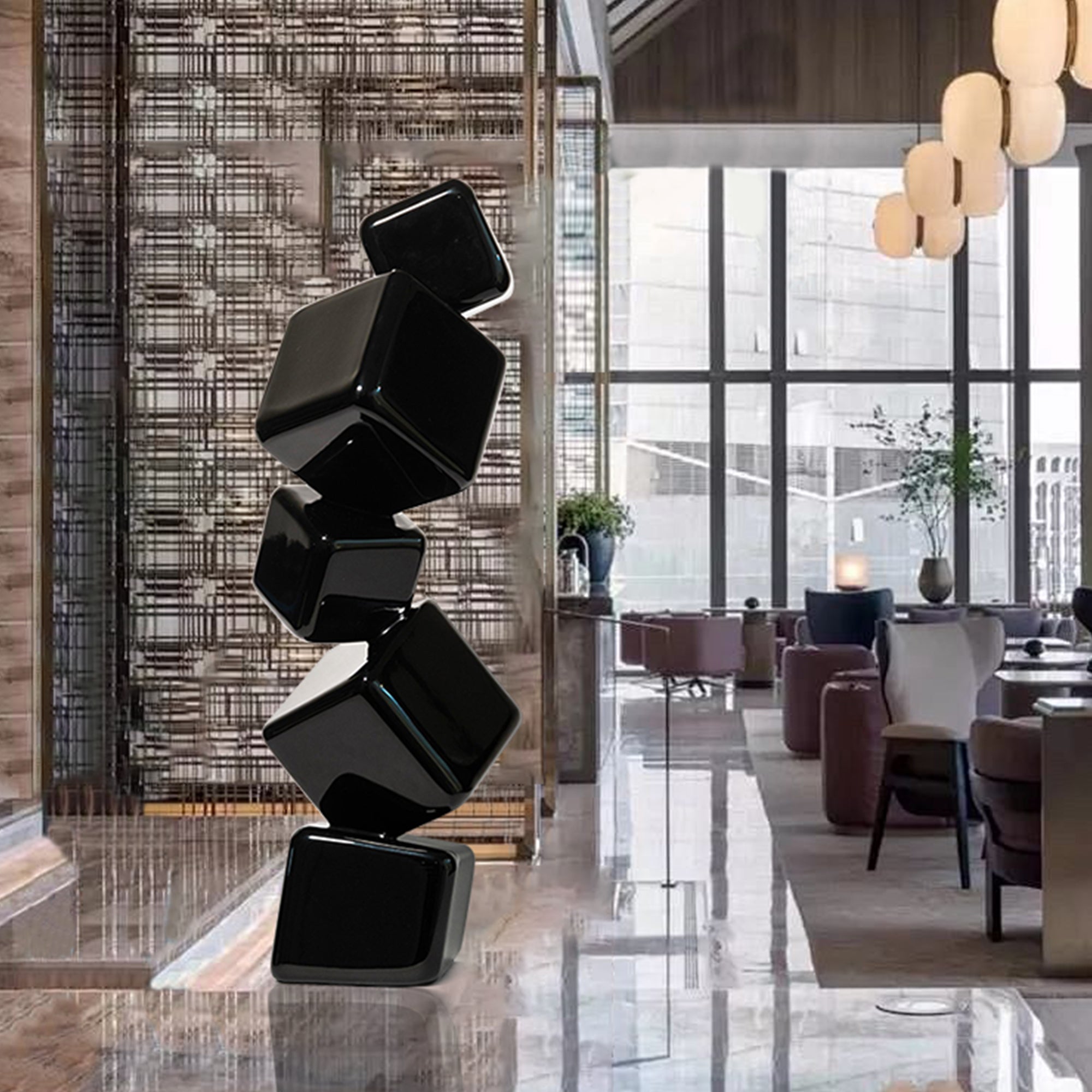 PREMIER Home Decor Sculpture Stainless Steel Stacked Dice Modern Sculpture PSSS-004