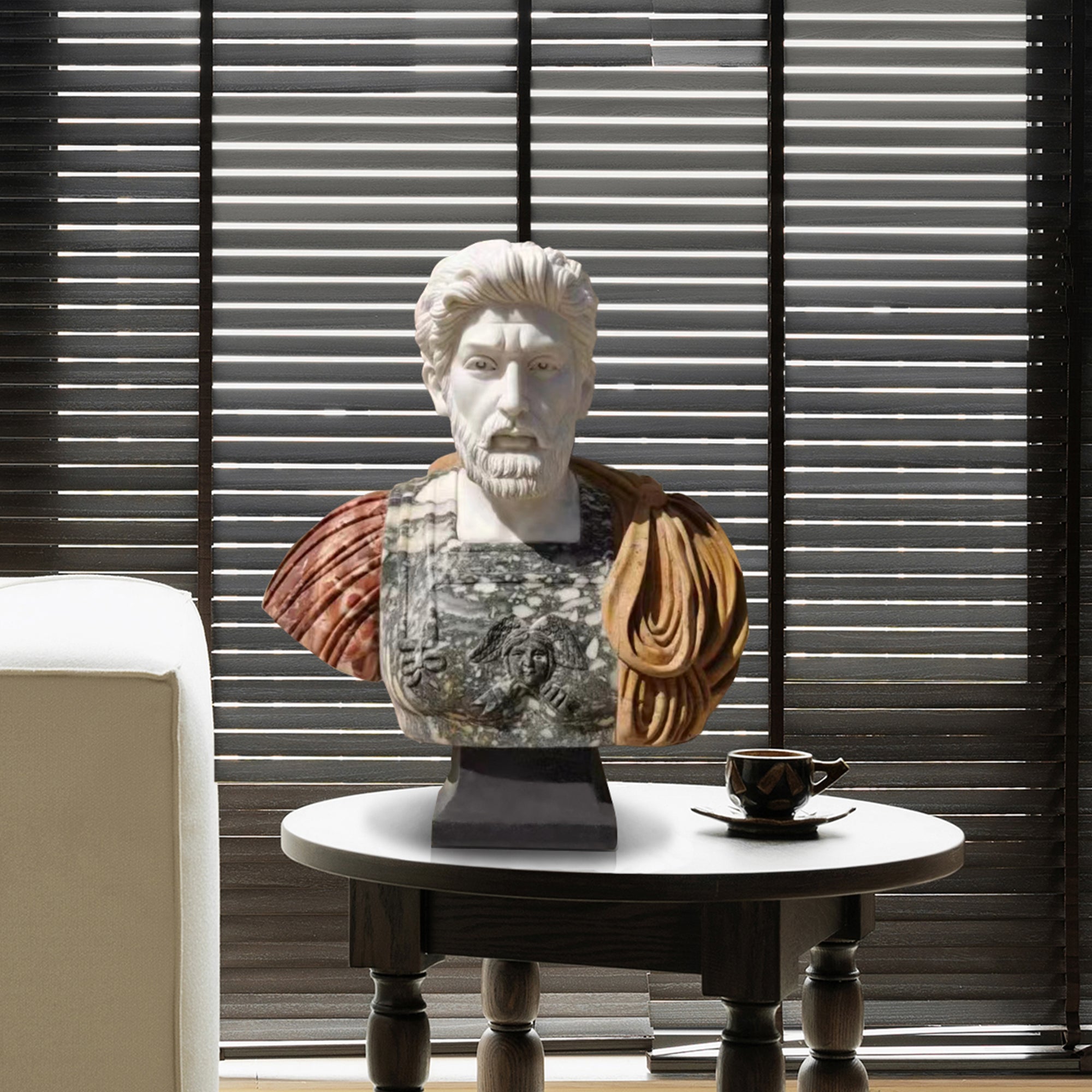 PREMIER Indoor Decoration Marco Aurelius Marble Bust Statue Table Top Custom Sculpture PSTTM-003