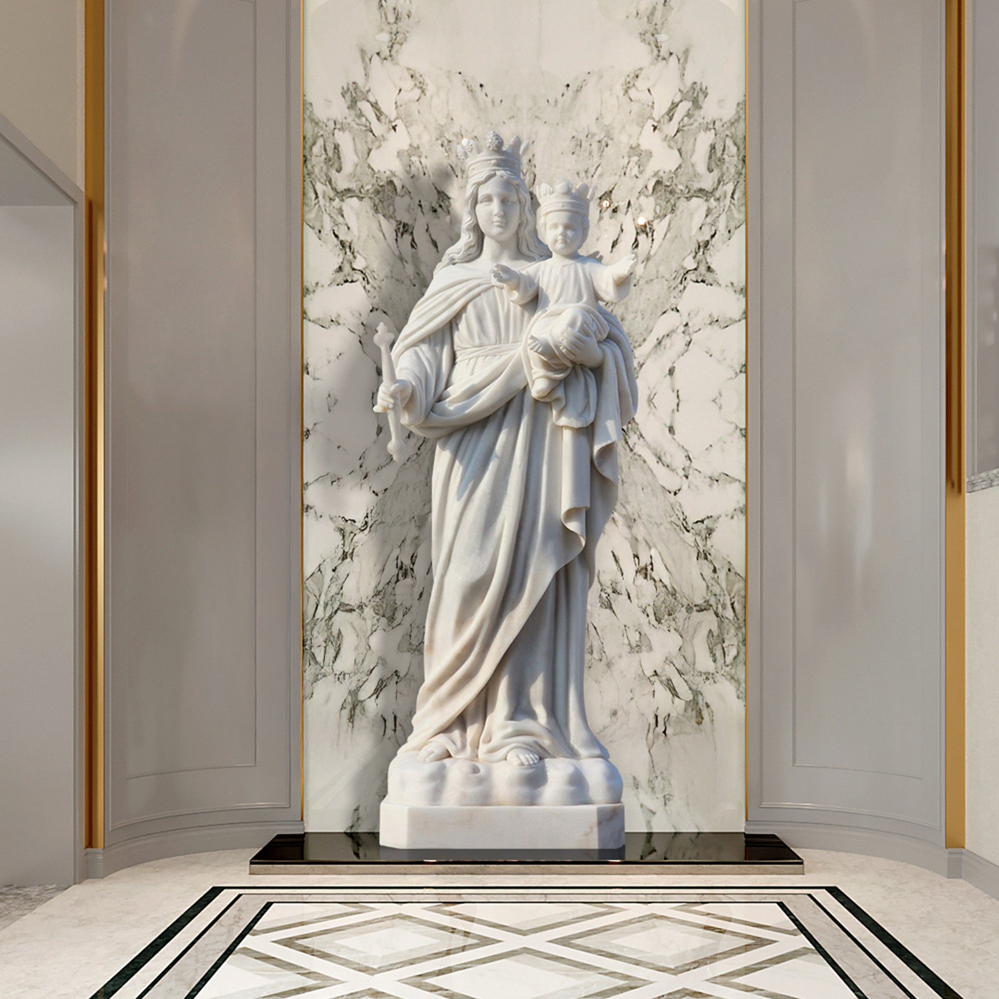 PREMIER Madonna and Child Marble Statue Indoor Religious Decor PSM-039