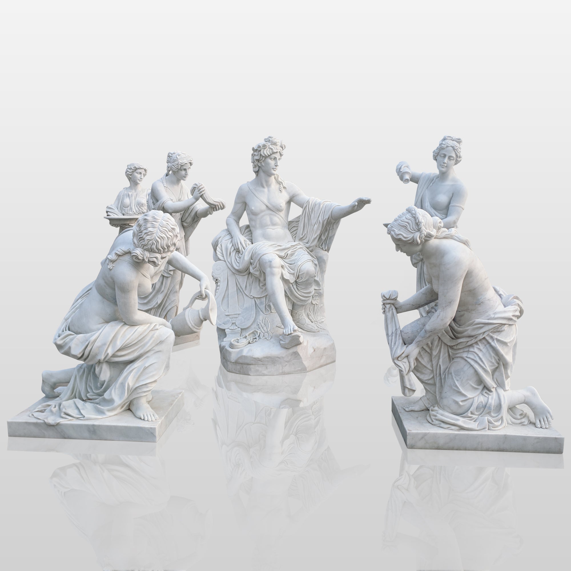 PREMIER Marble Apollo Bath Statue One Set Classic Greek Outdoor Sculpture PSM-011
