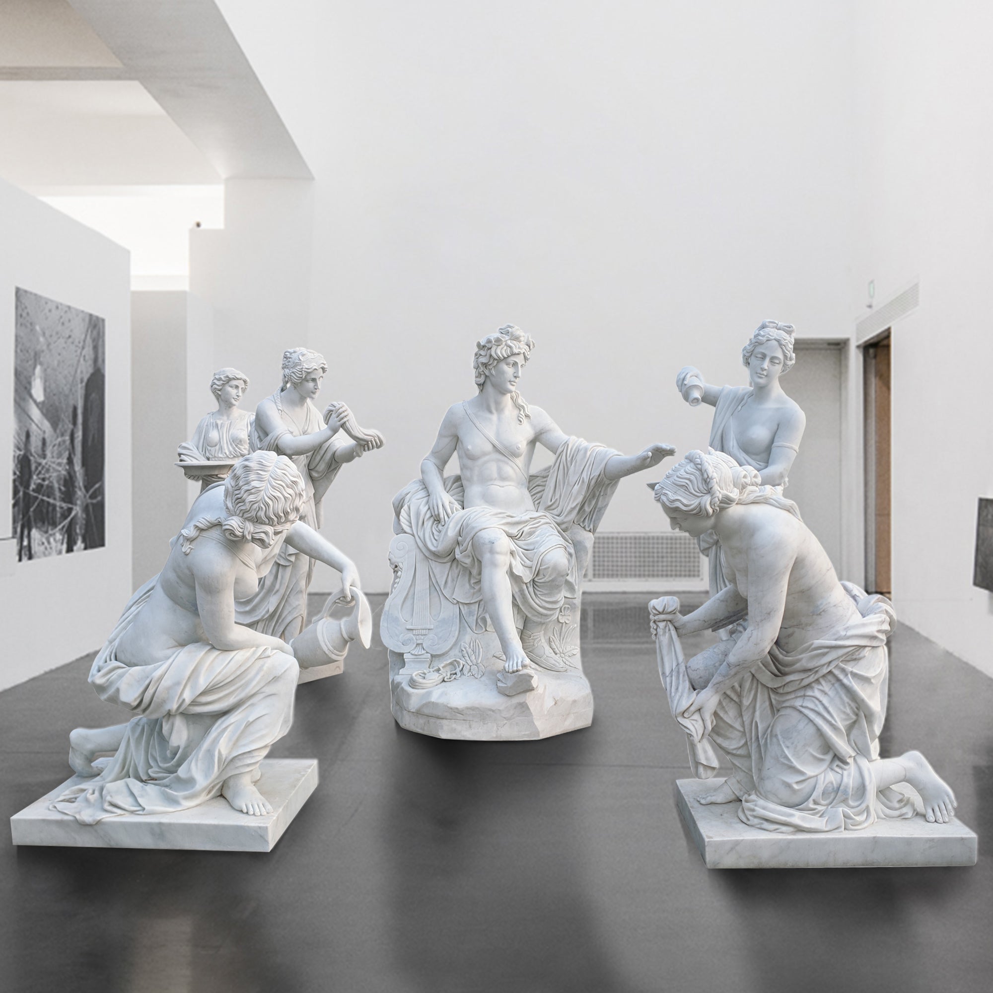 PREMIER Marble Apollo Bath Statue One Set Classic Greek Outdoor Sculpture PSM-011