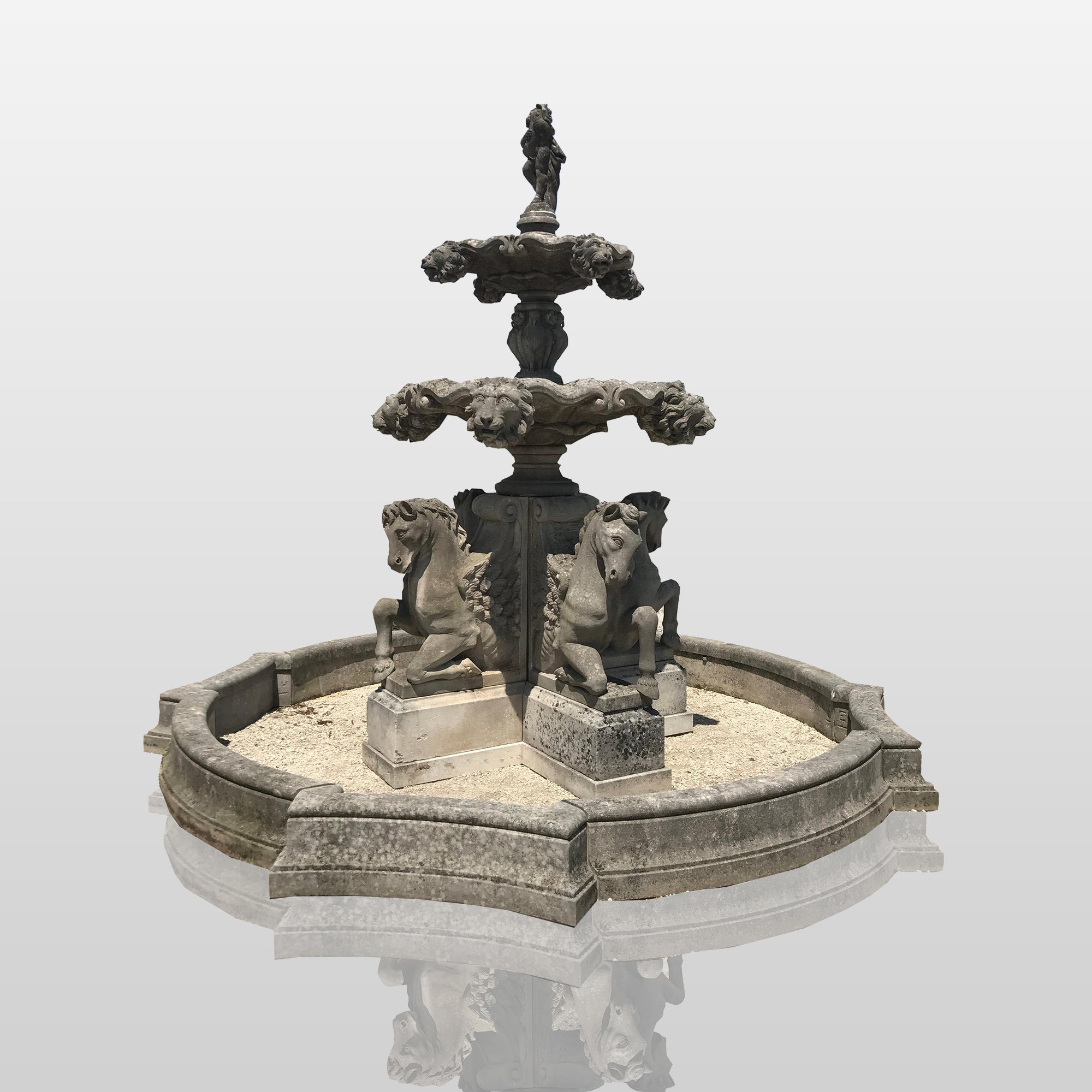 PREMIER Marble Stone Horse Tiered Water Fountain Custom Sculpture for Garden PSFM-001