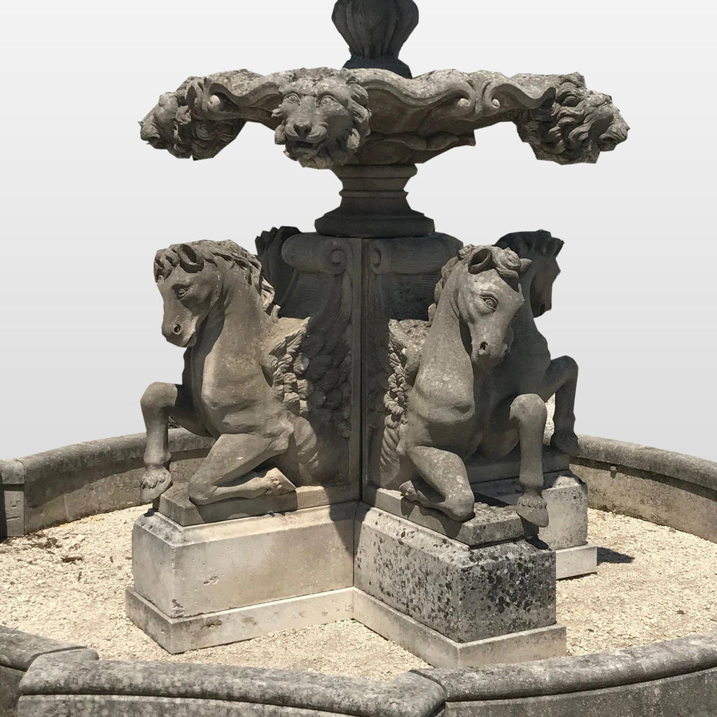 PREMIER Marble Stone Horse Tiered Water Fountain Custom Sculpture for Garden PSFM-001