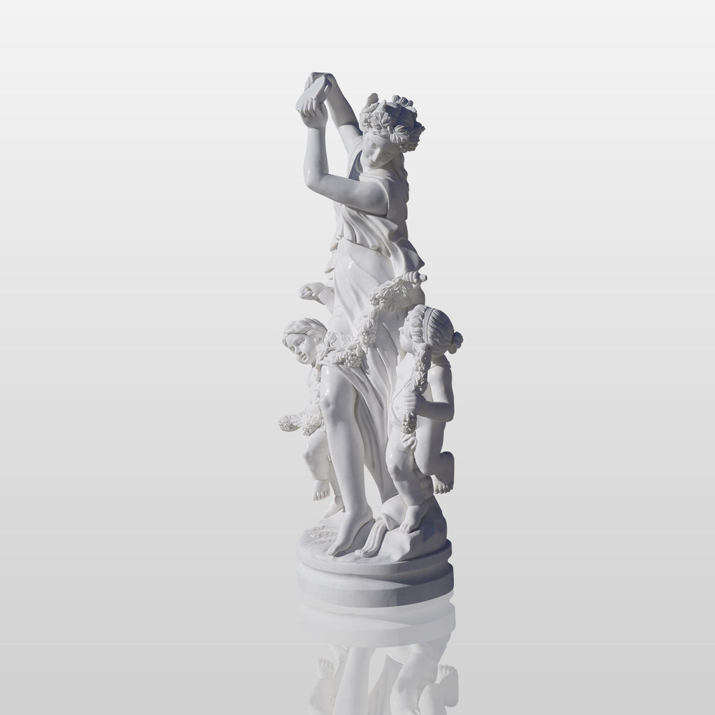 PREMIER Neoclassical Statue Timeless Marble Sculpture of Woman with Cherubic Children PSM-031