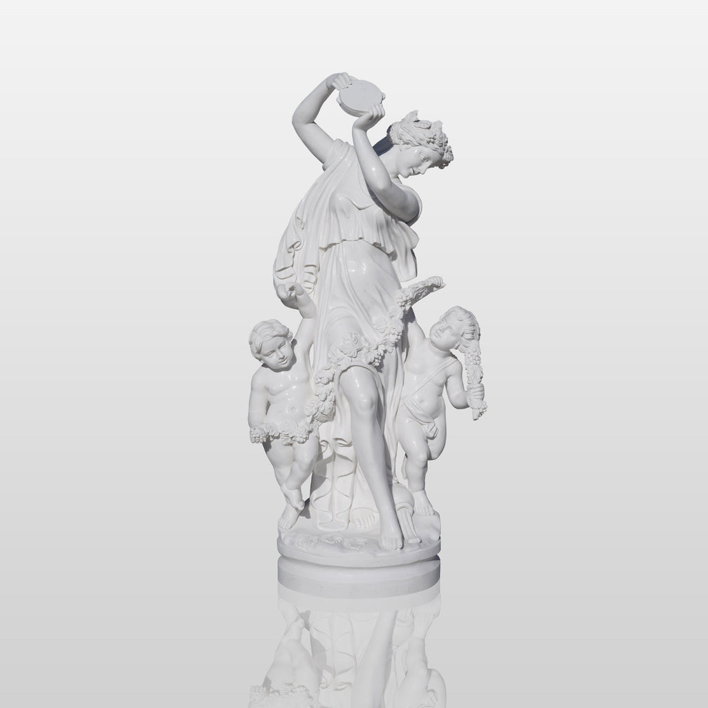 PREMIER Neoclassical Statue Timeless Marble Sculpture of Woman with Cherubic Children PSM-031