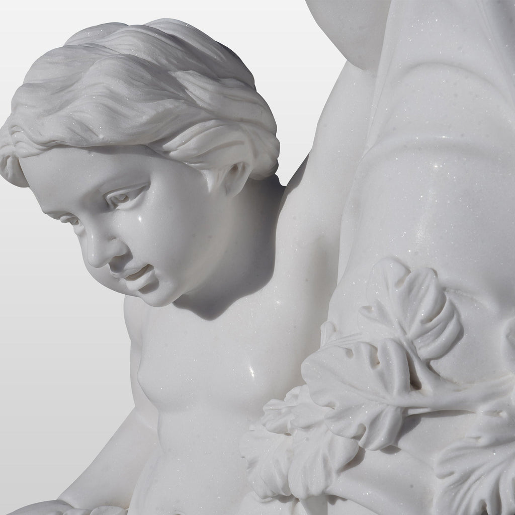 PREMIER Neoclassical Statue Timeless Marble Sculpture of Woman with Cherubic Children PSM-031