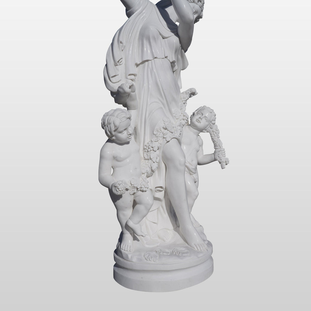 PREMIER Neoclassical Statue Timeless Marble Sculpture of Woman with Cherubic Children PSM-031