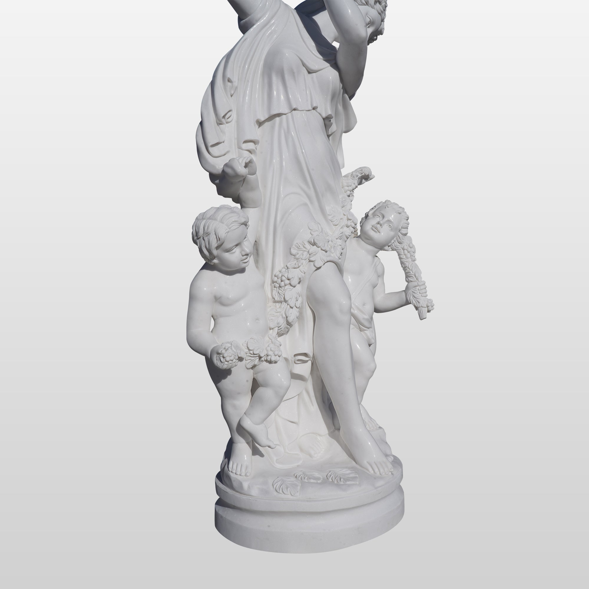 PREMIER Neoclassical Statue Timeless Marble Sculpture of Woman with Cherubic Children PSM-031