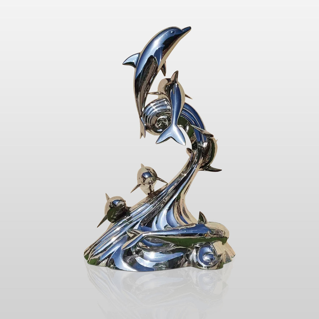 PREMIER Outdoor Metal Sculpture Dolphin Jumping Stainless Steel Urban Sculpture PSLSS-004