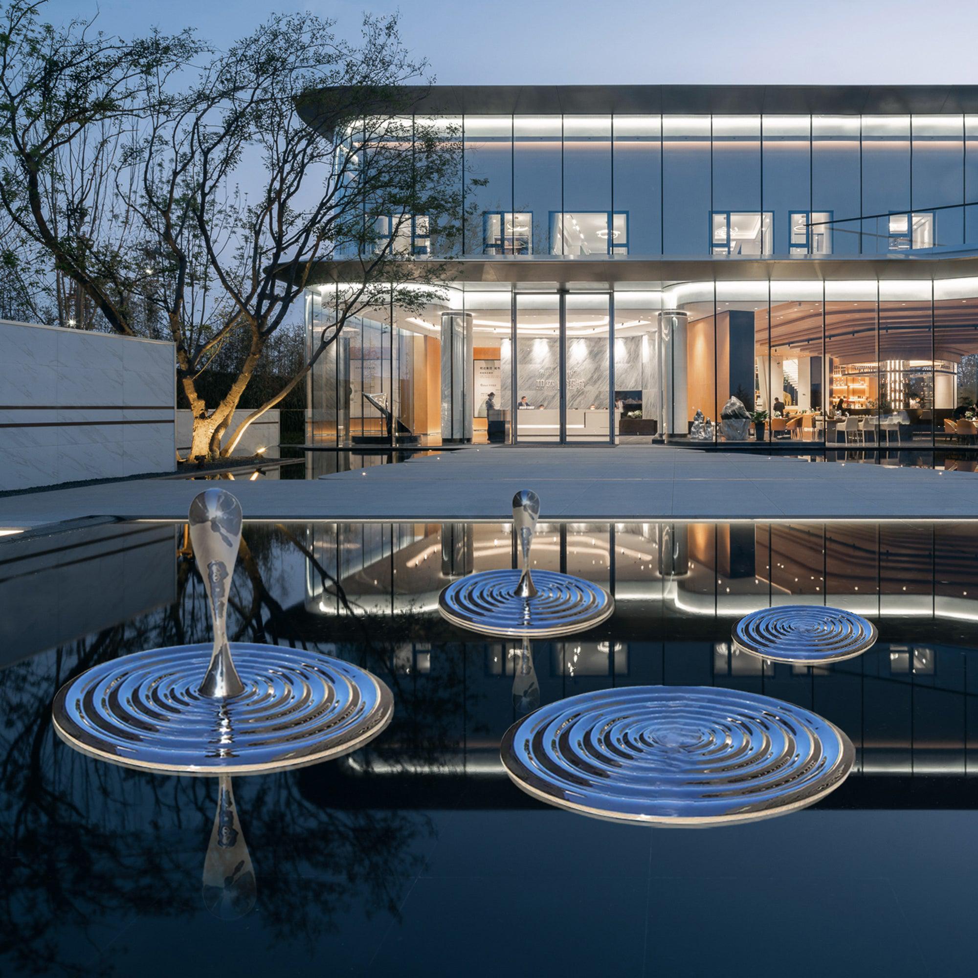 PREMIER Outdoor Sculpture Hotel Fountain Decor Ripple Reflection Stainless Steel Sculpture PSSS-003