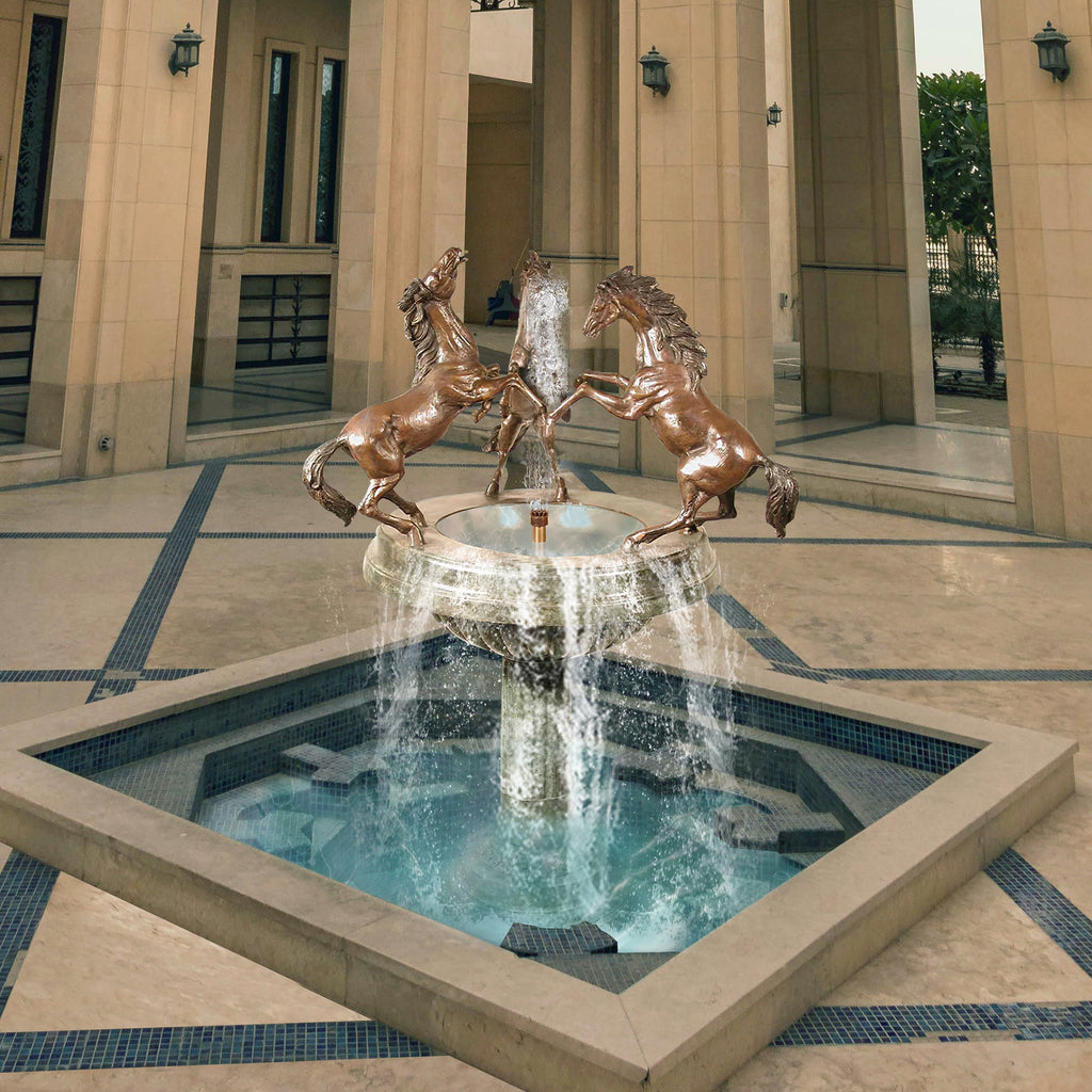 PREMIER Outdoor Three Rearing Horse Recirculating Fountain Custom Bronze Sculpture PSB-005