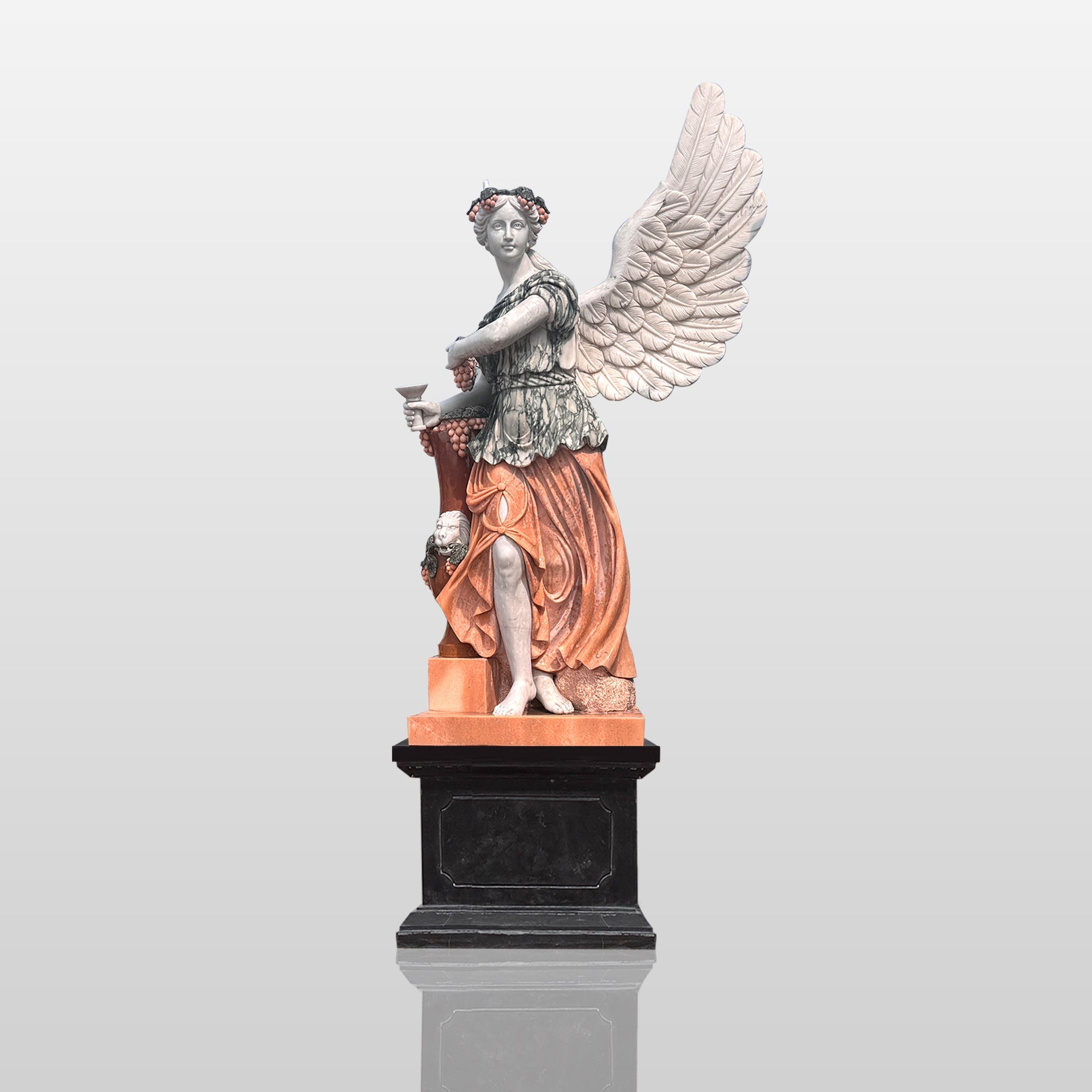 PREMIER Polychrome Angel Sculpture Classical Marble Art PSM-045