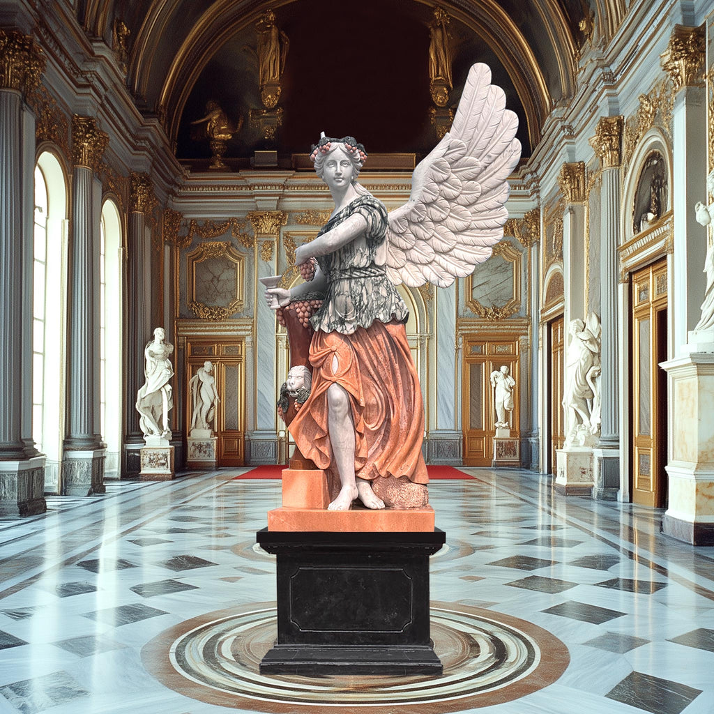 PREMIER Polychrome Angel Sculpture Classical Marble Art PSM-045