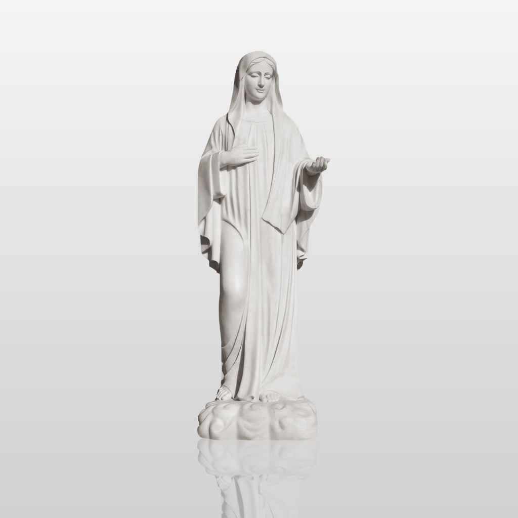 PREMIER Religious Sculpture for Home or Garden Display White Marble Virgin Mary Statue PSM-034