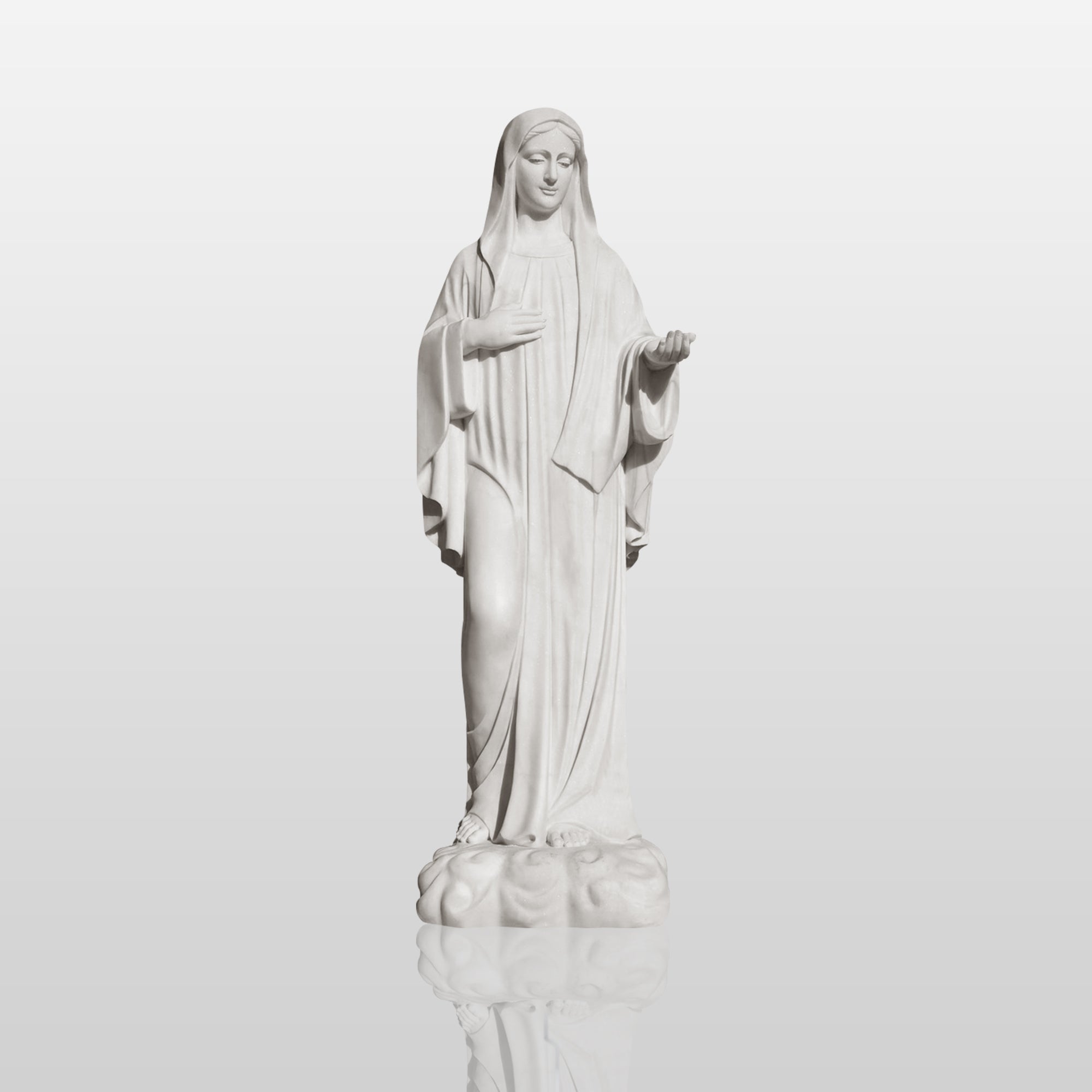 PREMIER Religious Sculpture for Home or Garden Display White Marble Virgin Mary Statue PSM-034