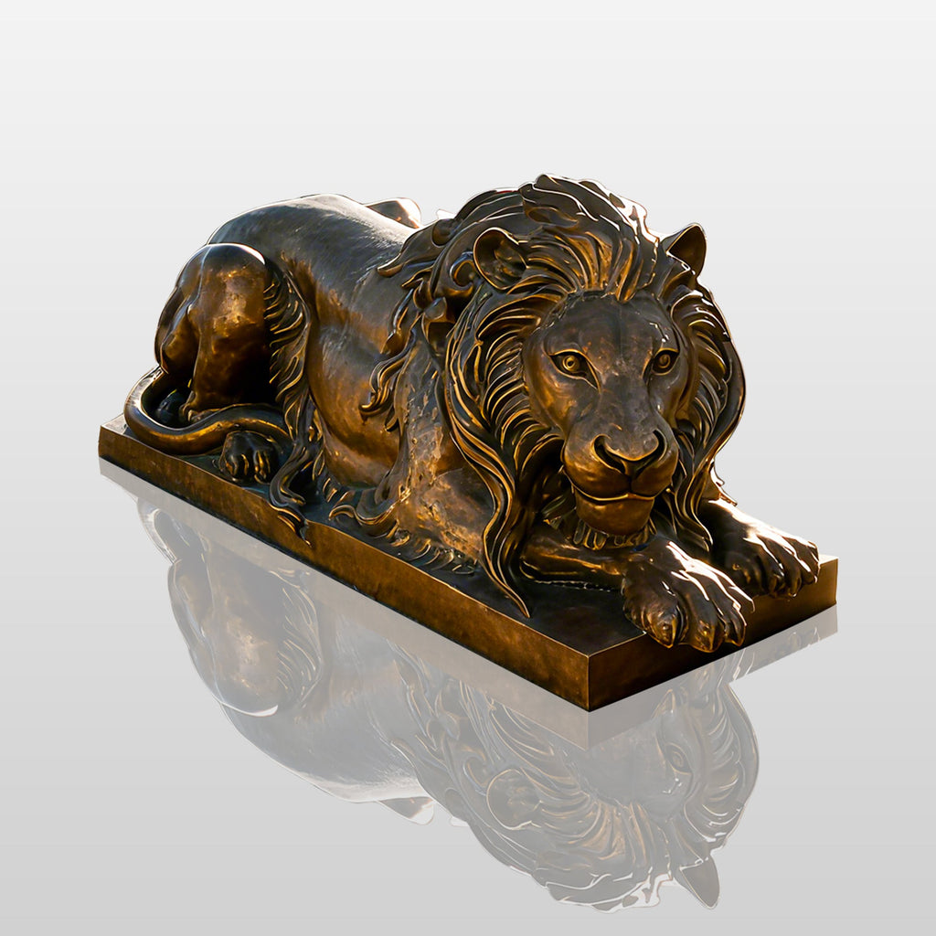 PREMIER Bronze Lying Lion Sculpture with Artistic Design for Villas, Courtyards, and Parks PSB-102