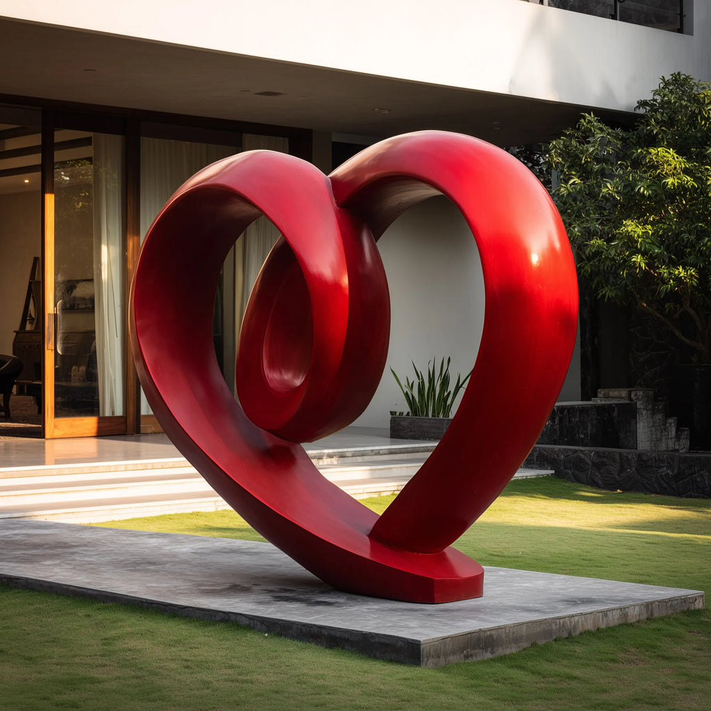 PREMIER Contemporary Red Heart Sculpture - Modern Outdoor Art for Gardens, Villas, and Luxury Spaces (PSSS-183)