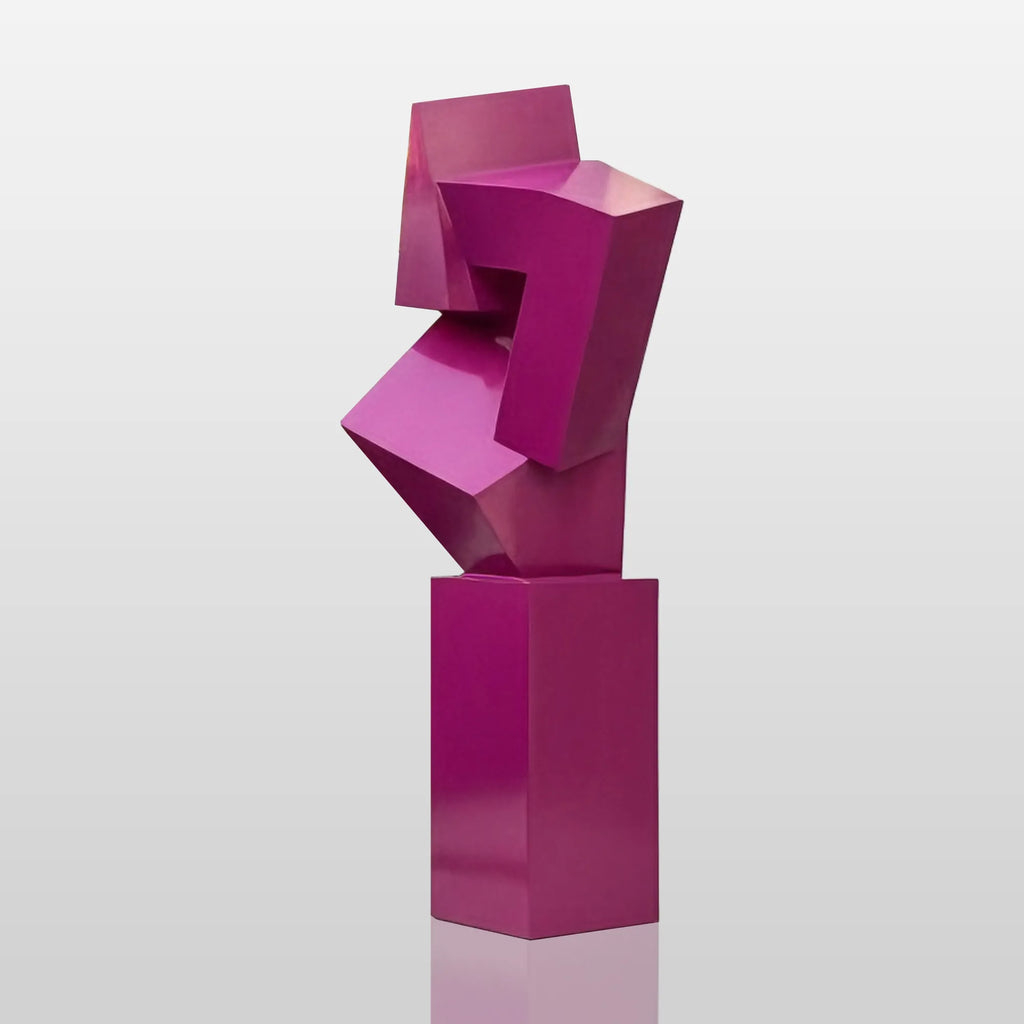 PREMIER PSSS-186 Geometric Pink Stainless Steel Sculpture - Modern Outdoor Art for Pool Areas, Homes, and Terraces