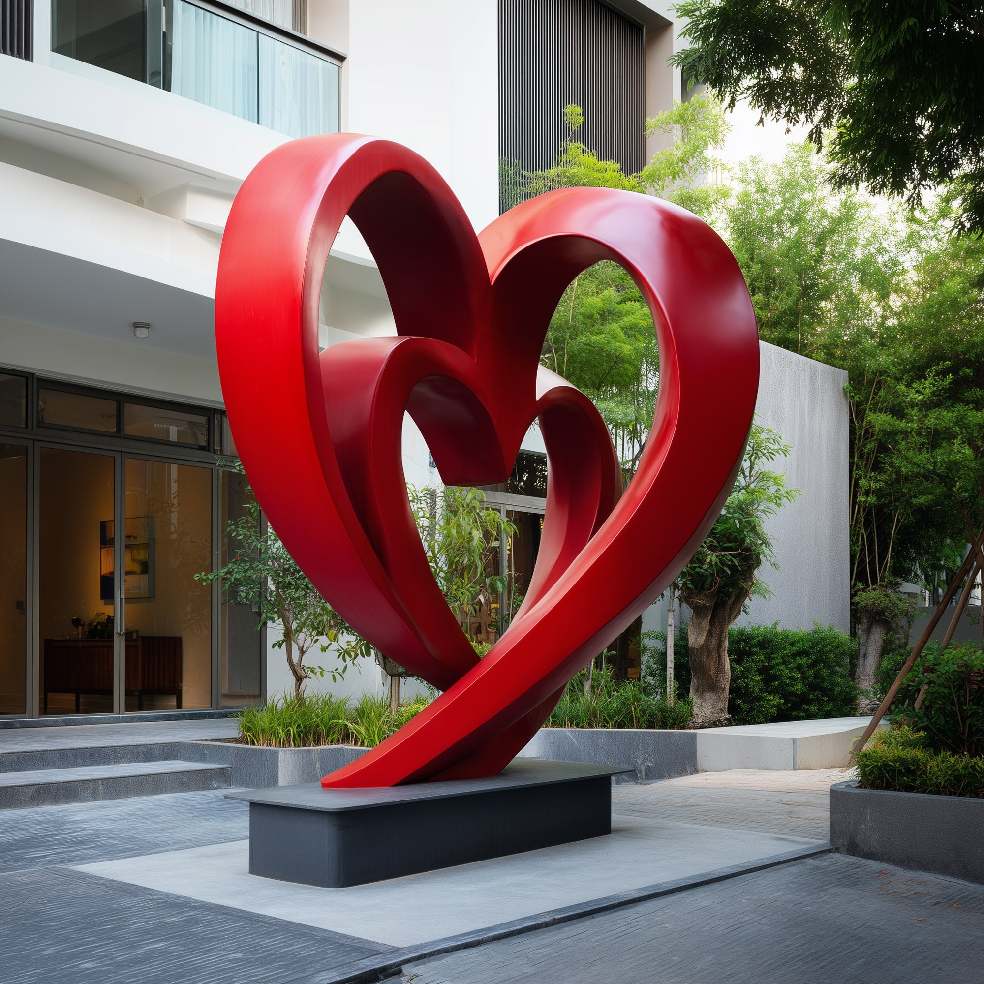 PREMIER Large "Eternal Embrace" Red Heart Sculpture (PSSS-184) - Ideal for Wedding Venues, Hotels, and Public Plazas