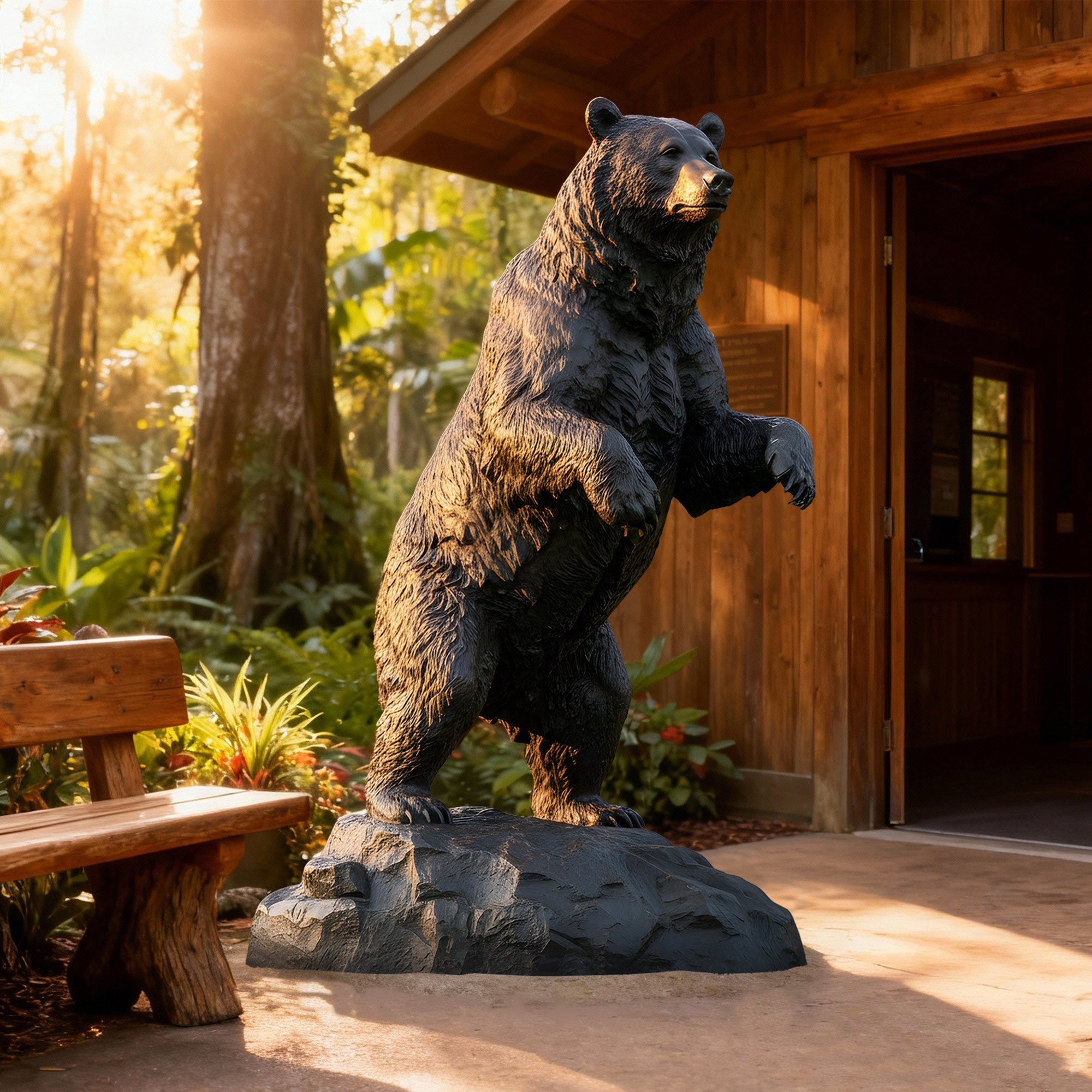 PREMIER Majestic Bronze Bear Sculpture for Lodges, Parks, Cabins, and Outdoor Wildlife Spaces PSB-115