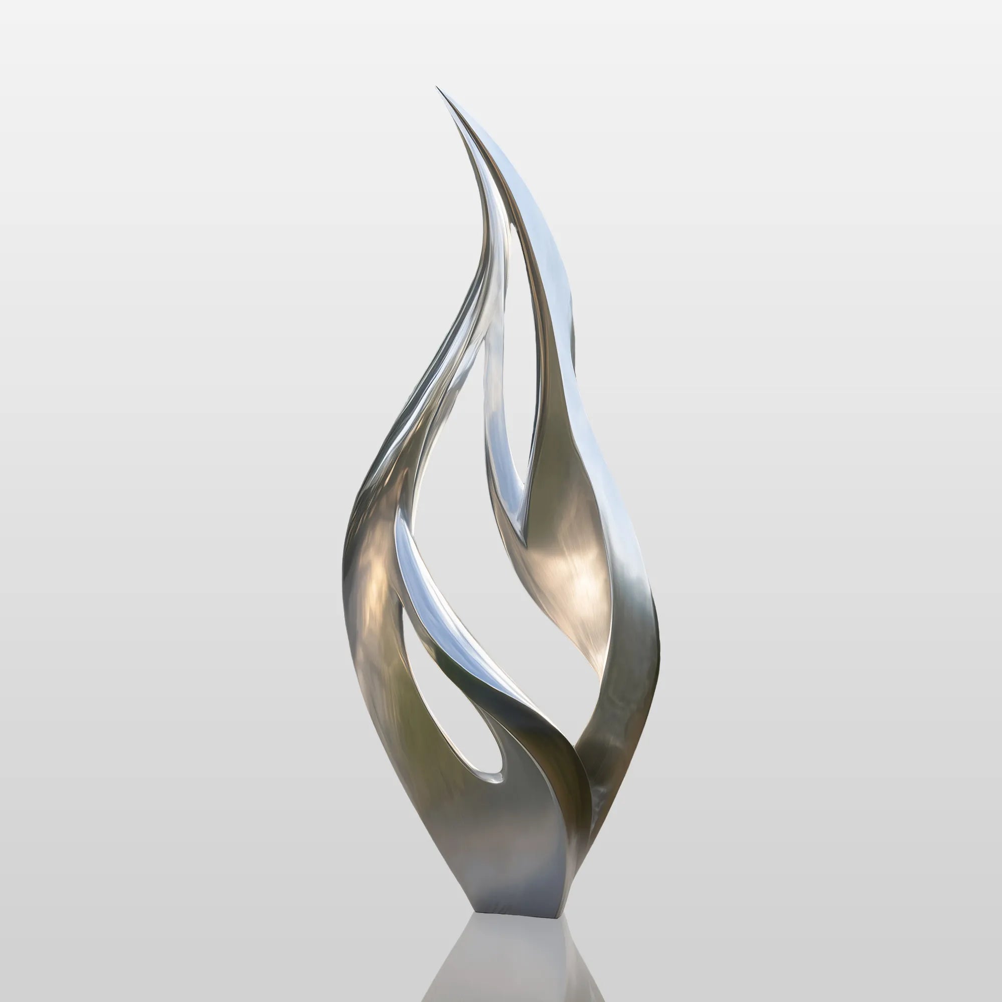 PREMIER Modern Stainless Steel Flame Sculpture - Elegant Courtyard, Hotel, and Poolside Art (PSSS-180)