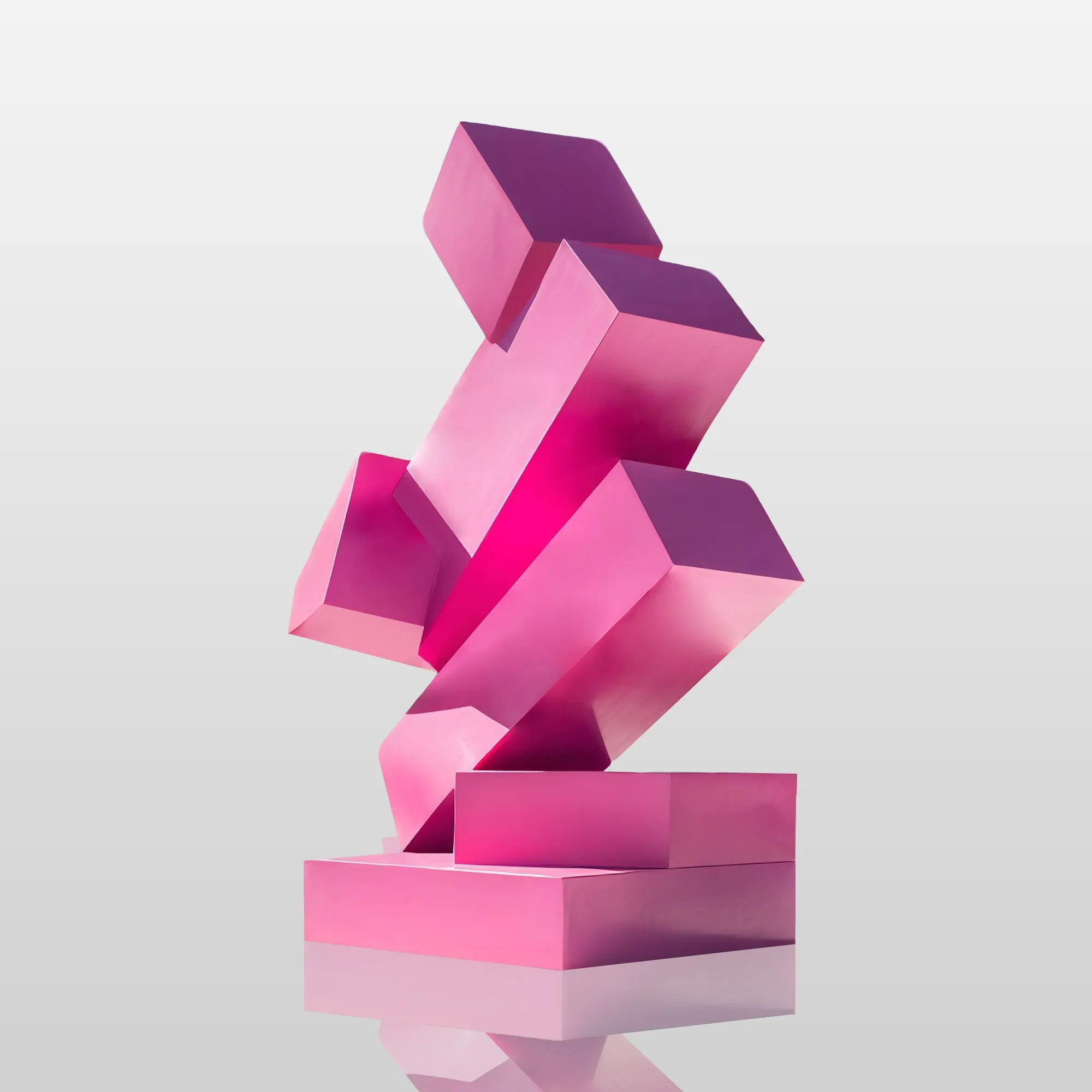 PREMIER Pink Geometric Stainless Steel Sculpture, Stacked Block Design for Modern Outdoor Spaces (PSSS-188)