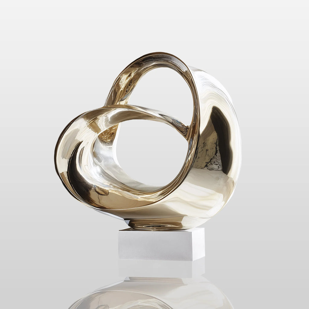 PREMIER Polished Stainless Steel Sculpture PSSS-185 - Modern Tabletop Decor for Luxury Homes, Offices, and Art Studios