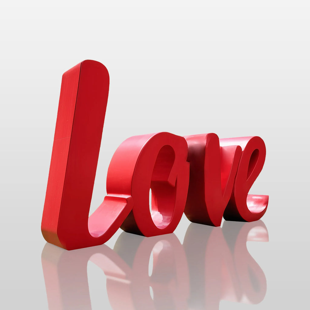 PREMIER "Love" Stainless Steel Sculpture in Vibrant Red - PSSS-178 for Gardens, Patios, and Modern Outdoor Spaces